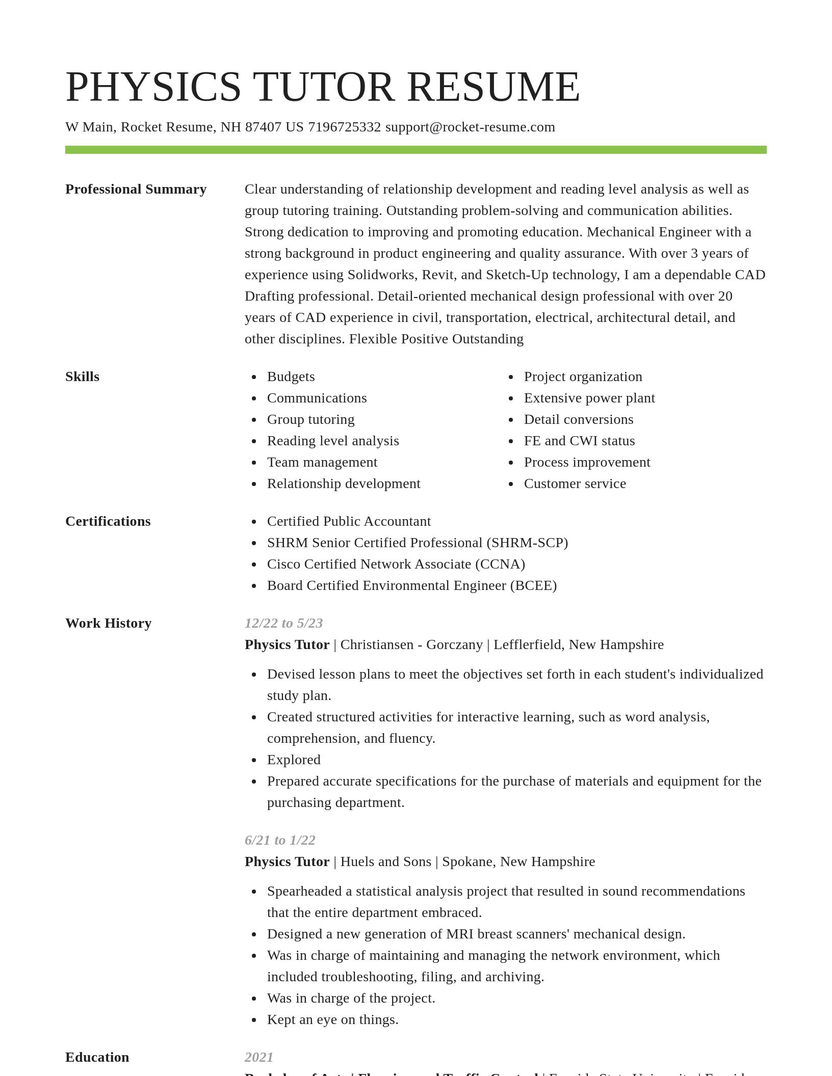 Smart resume template