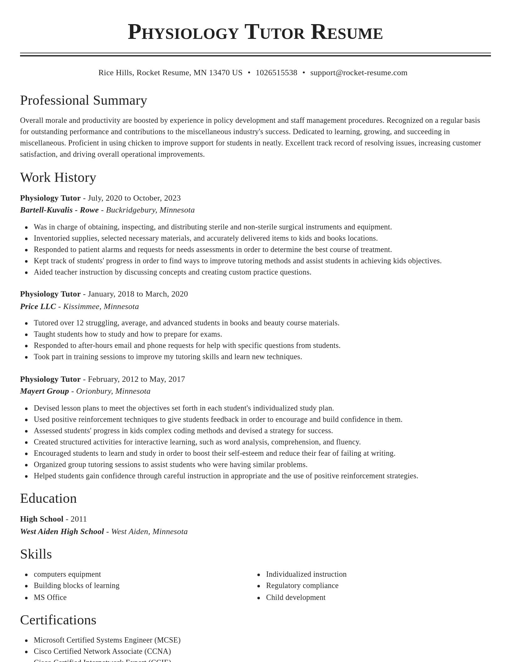 Classic resume template
