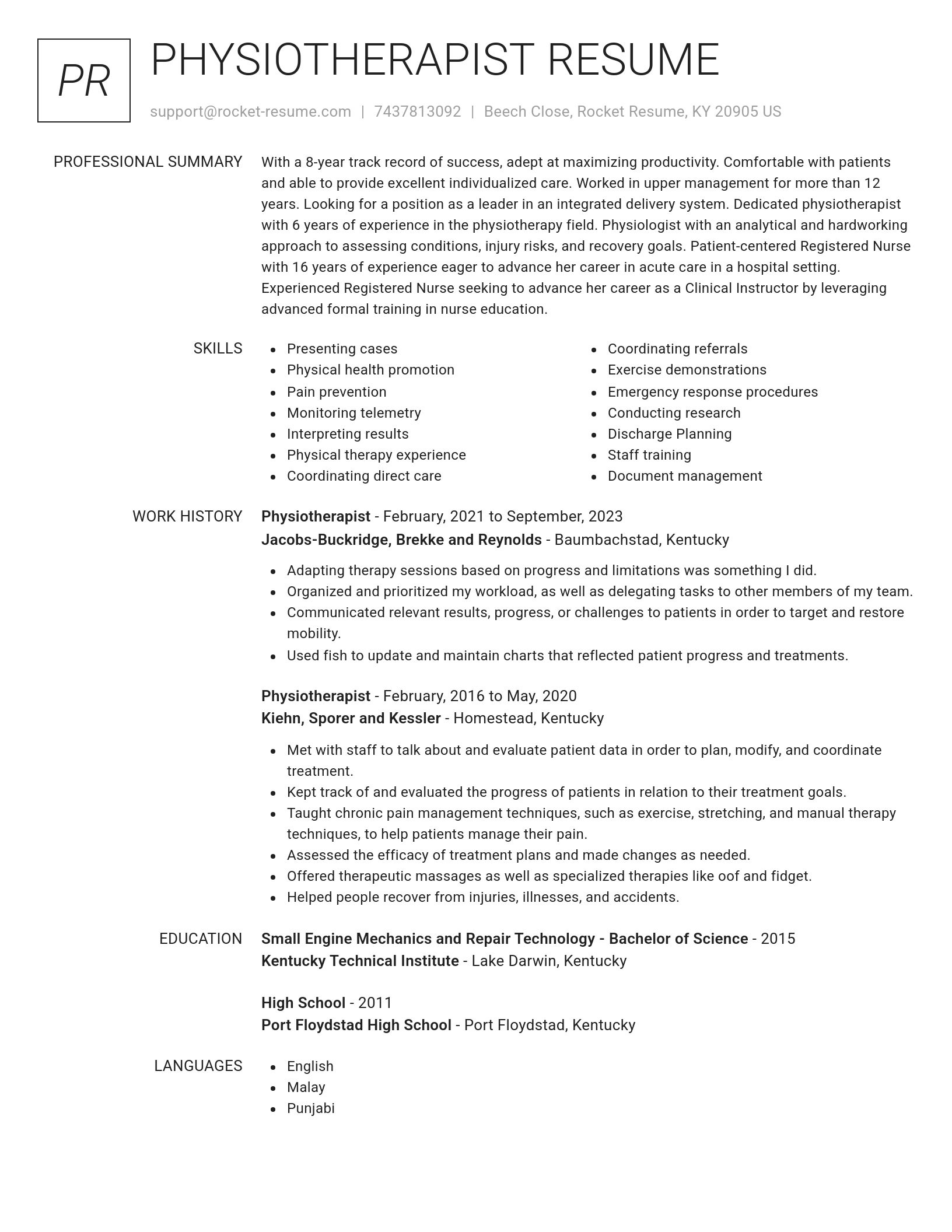 Renowned resume template