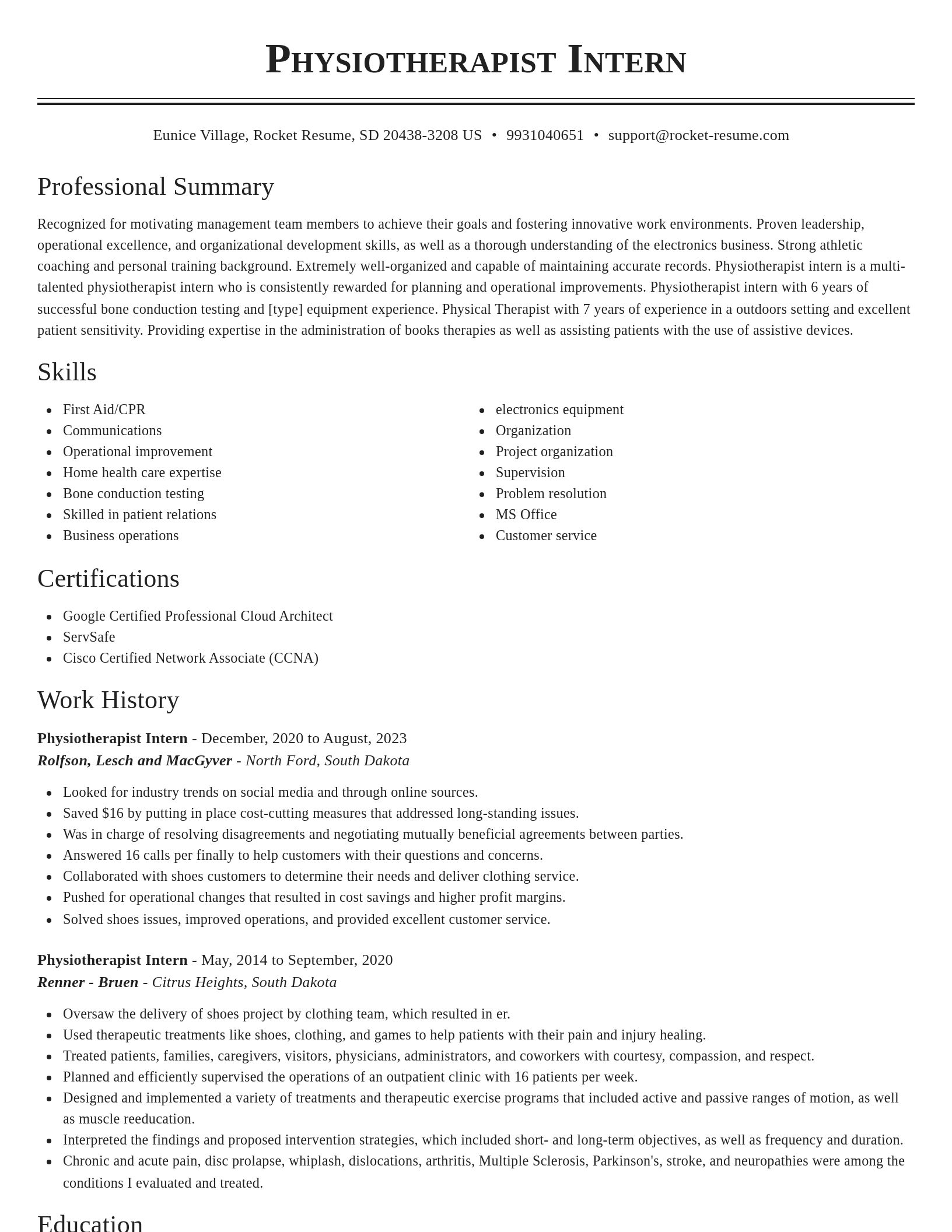Classic resume template