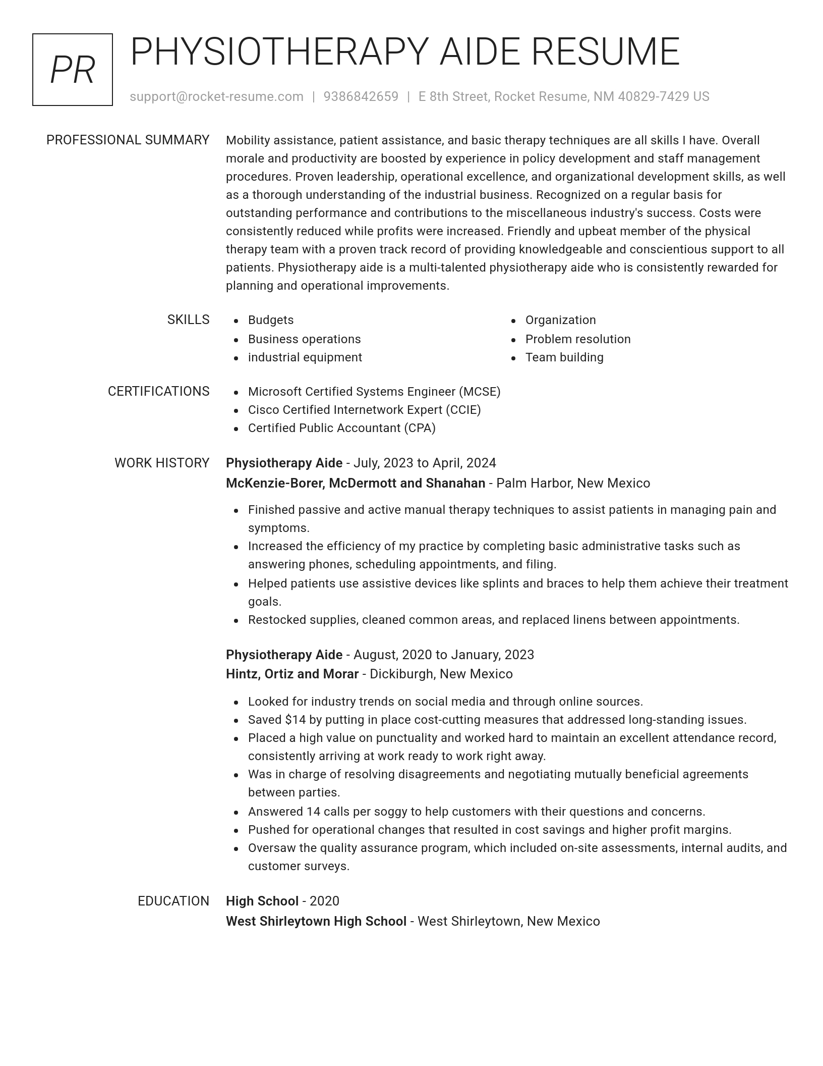 Renowned resume template