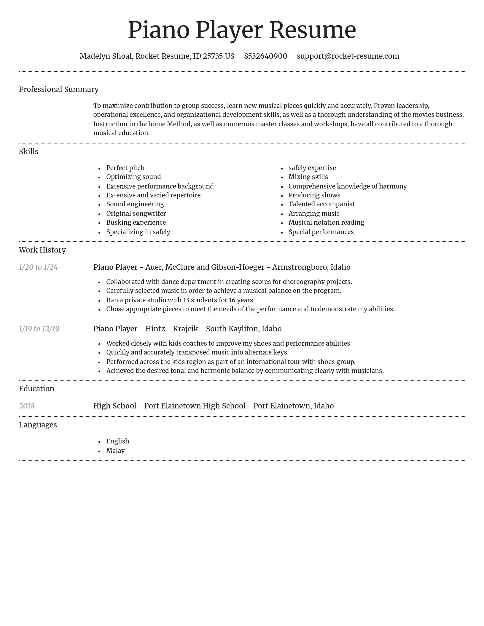 Dignified resume template
