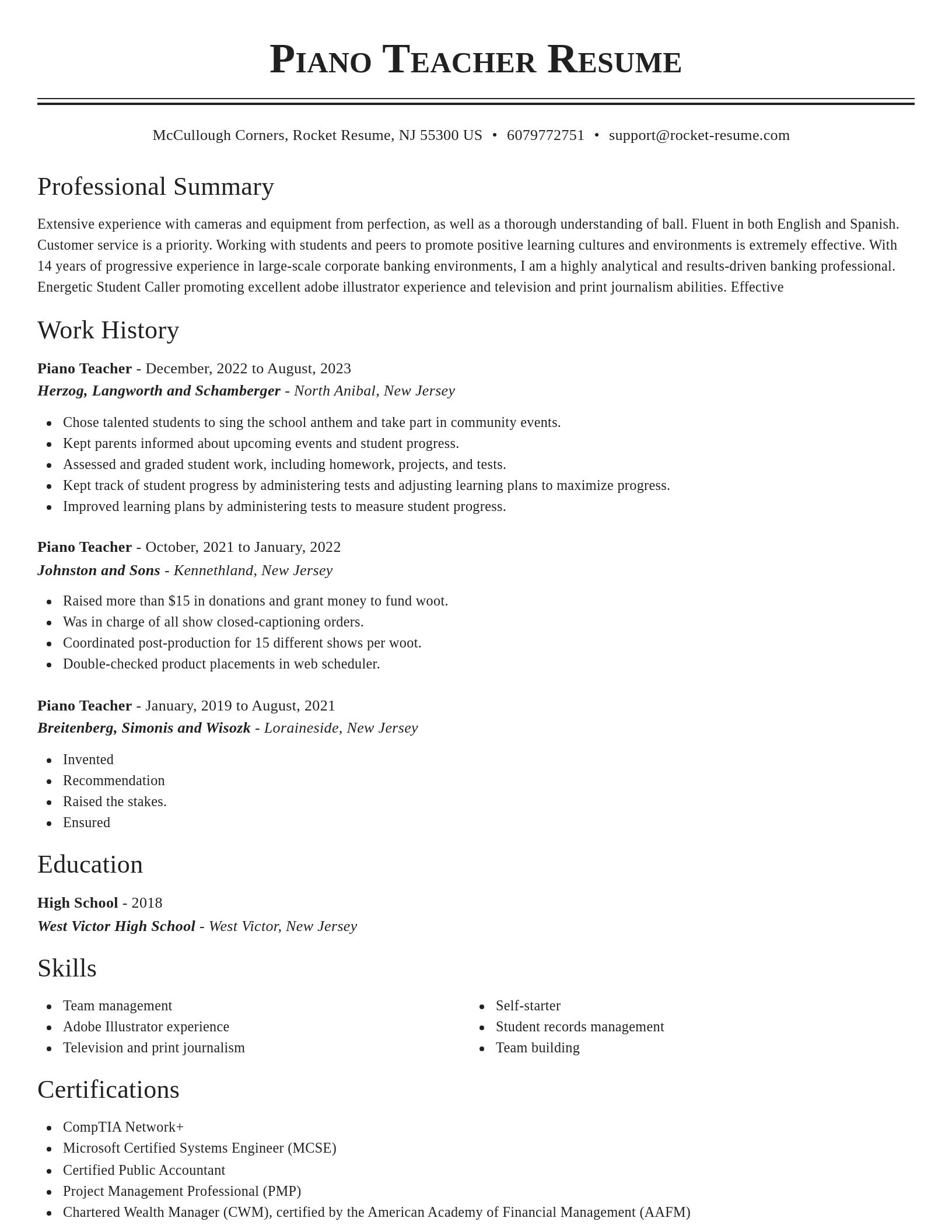 Classic resume template