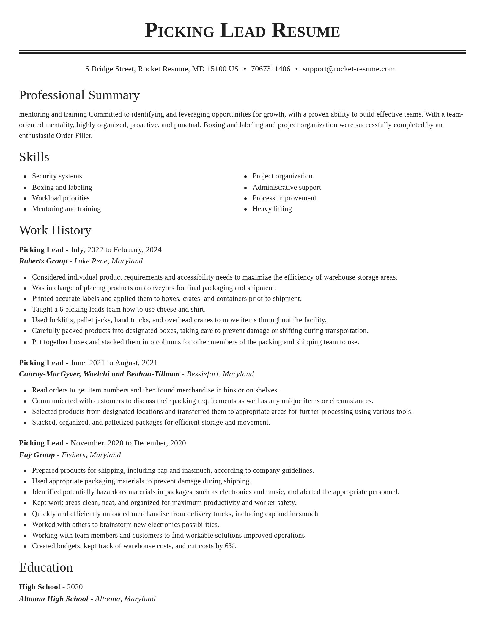 Classic resume template