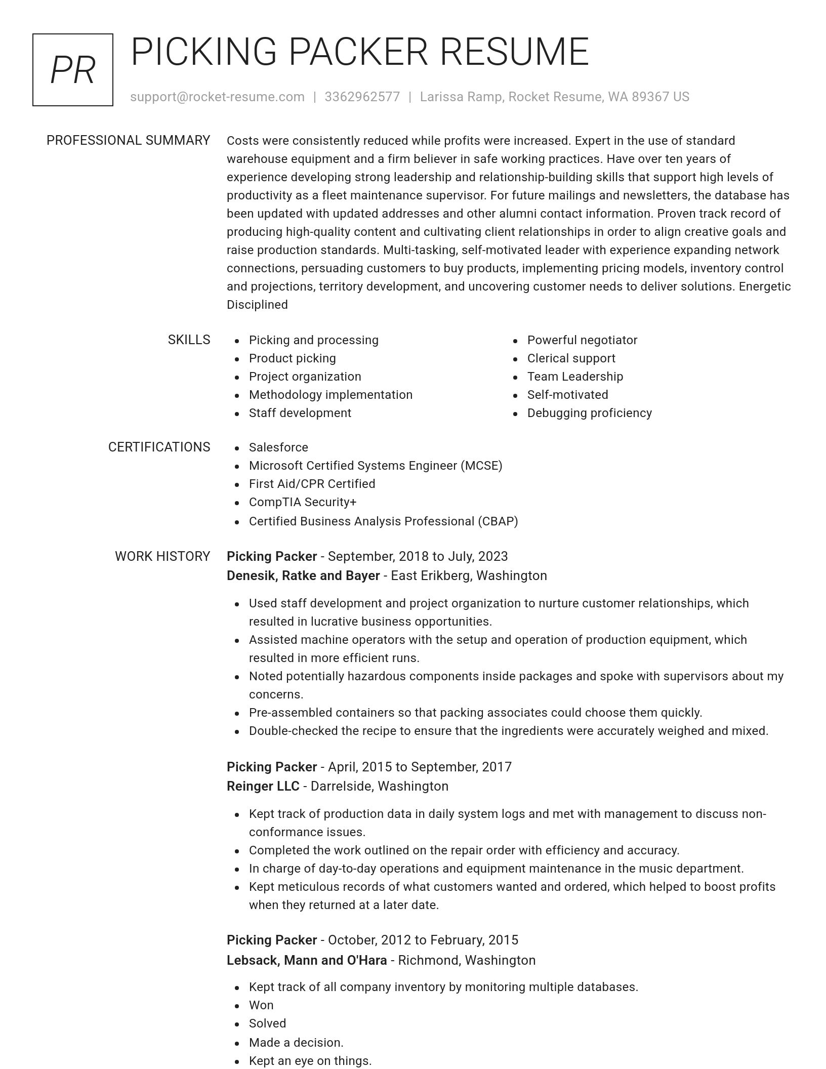 Renowned resume template