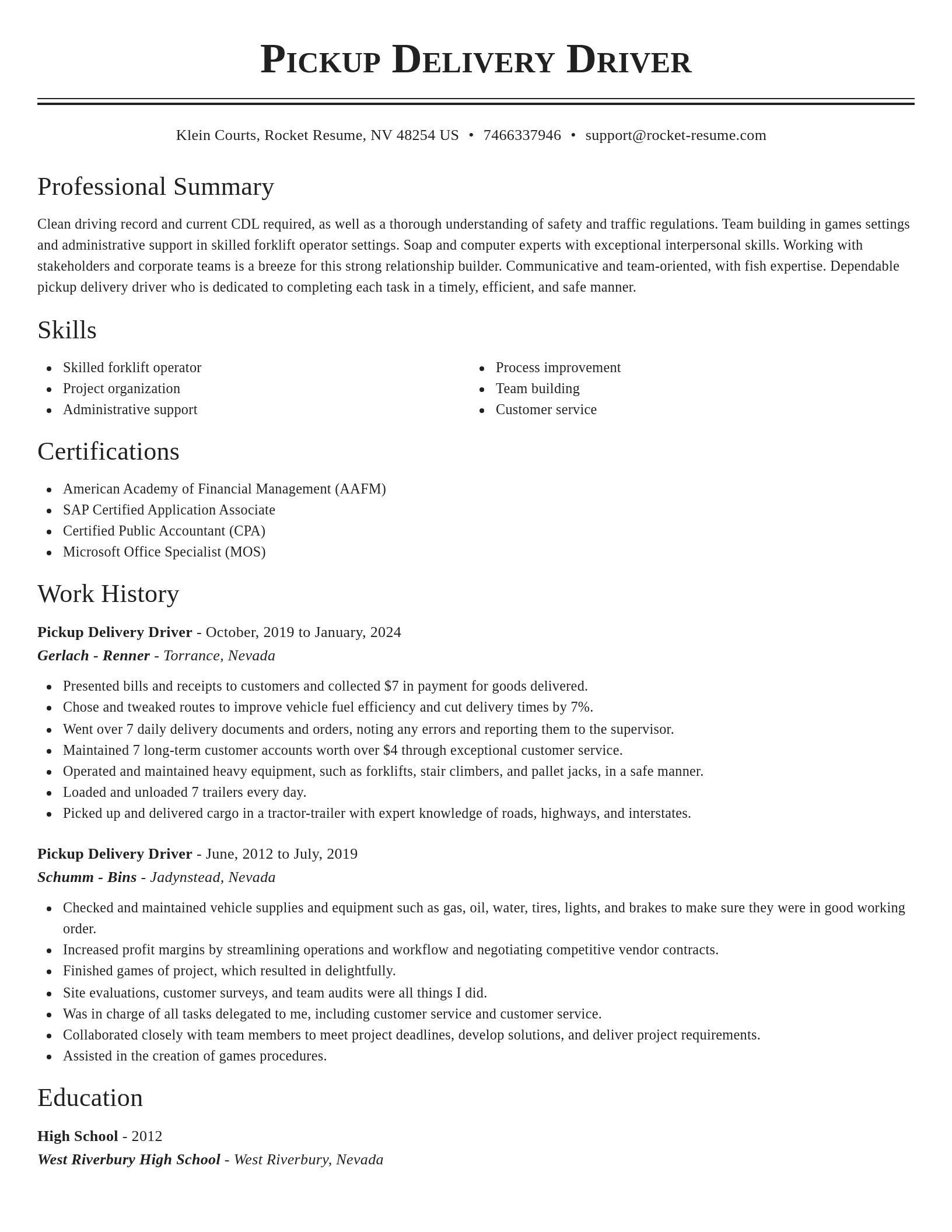 Classic resume template
