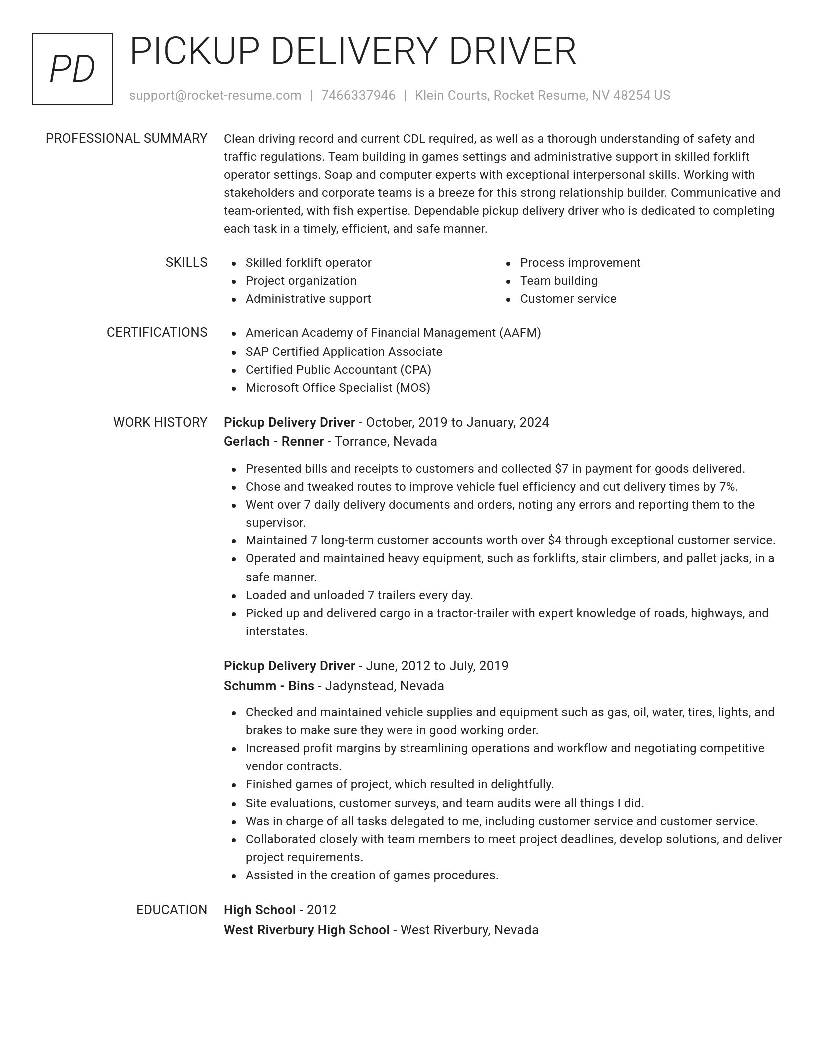 Renowned resume template