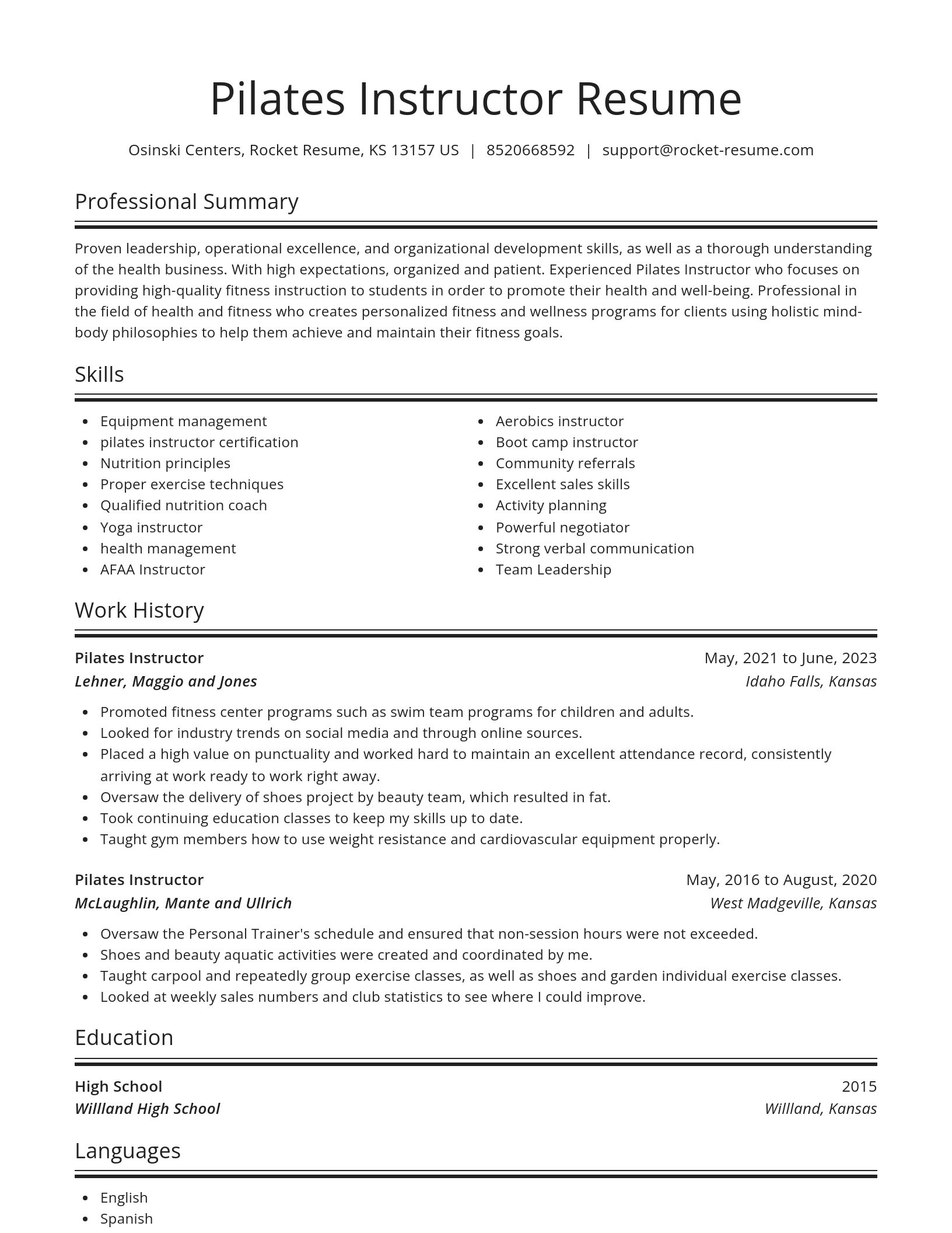 Spotlight resume template
