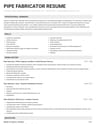 Pipe Fabricator resume template