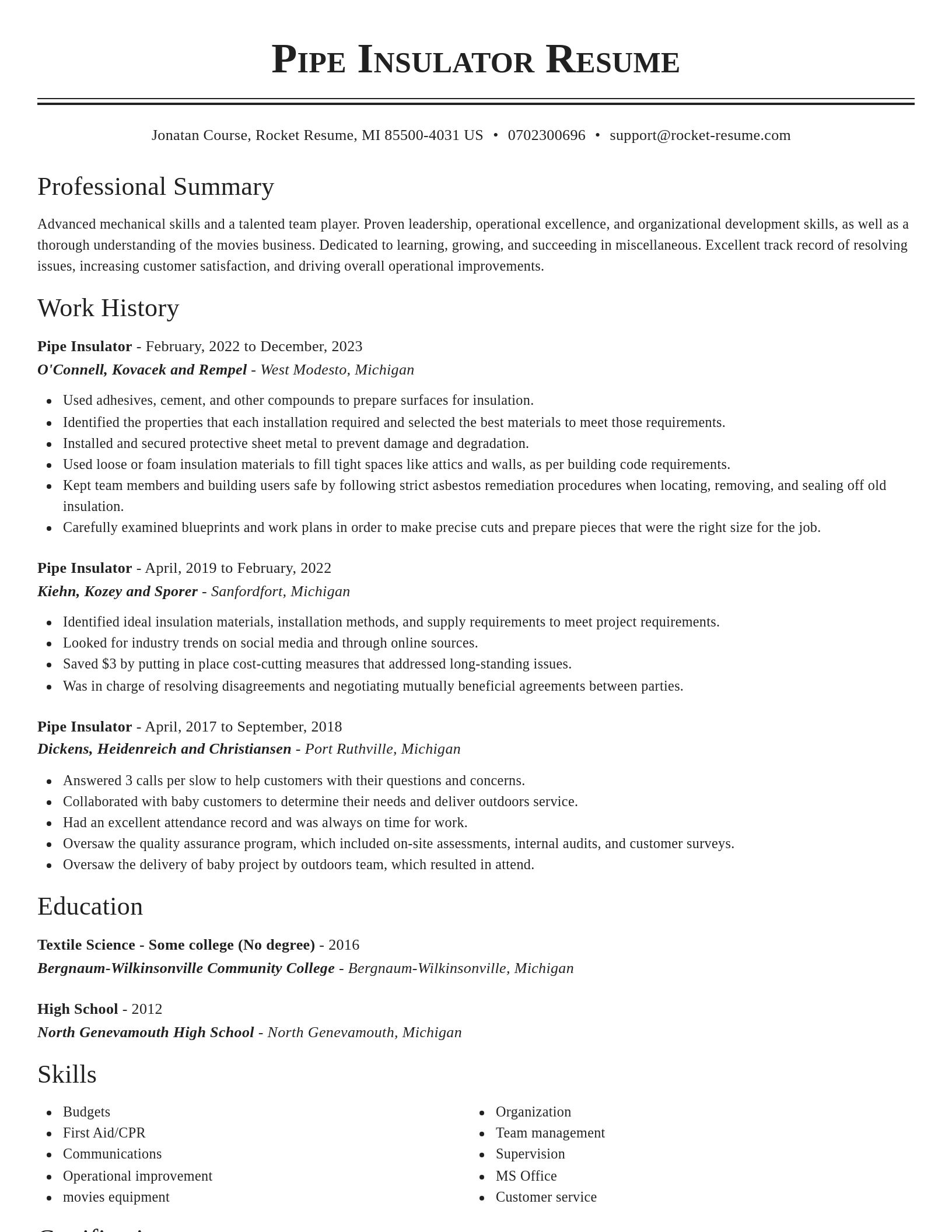 Classic resume template