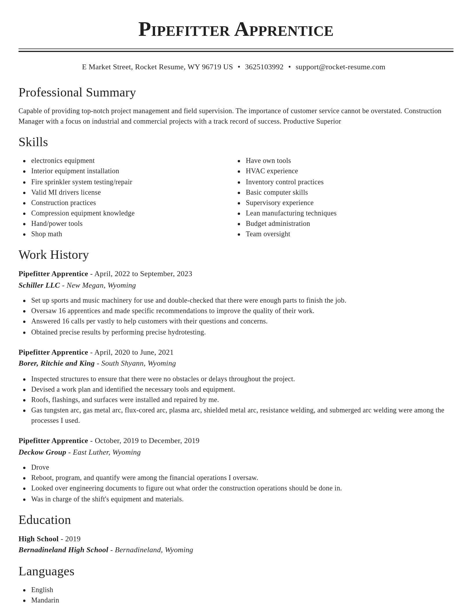 Classic resume template
