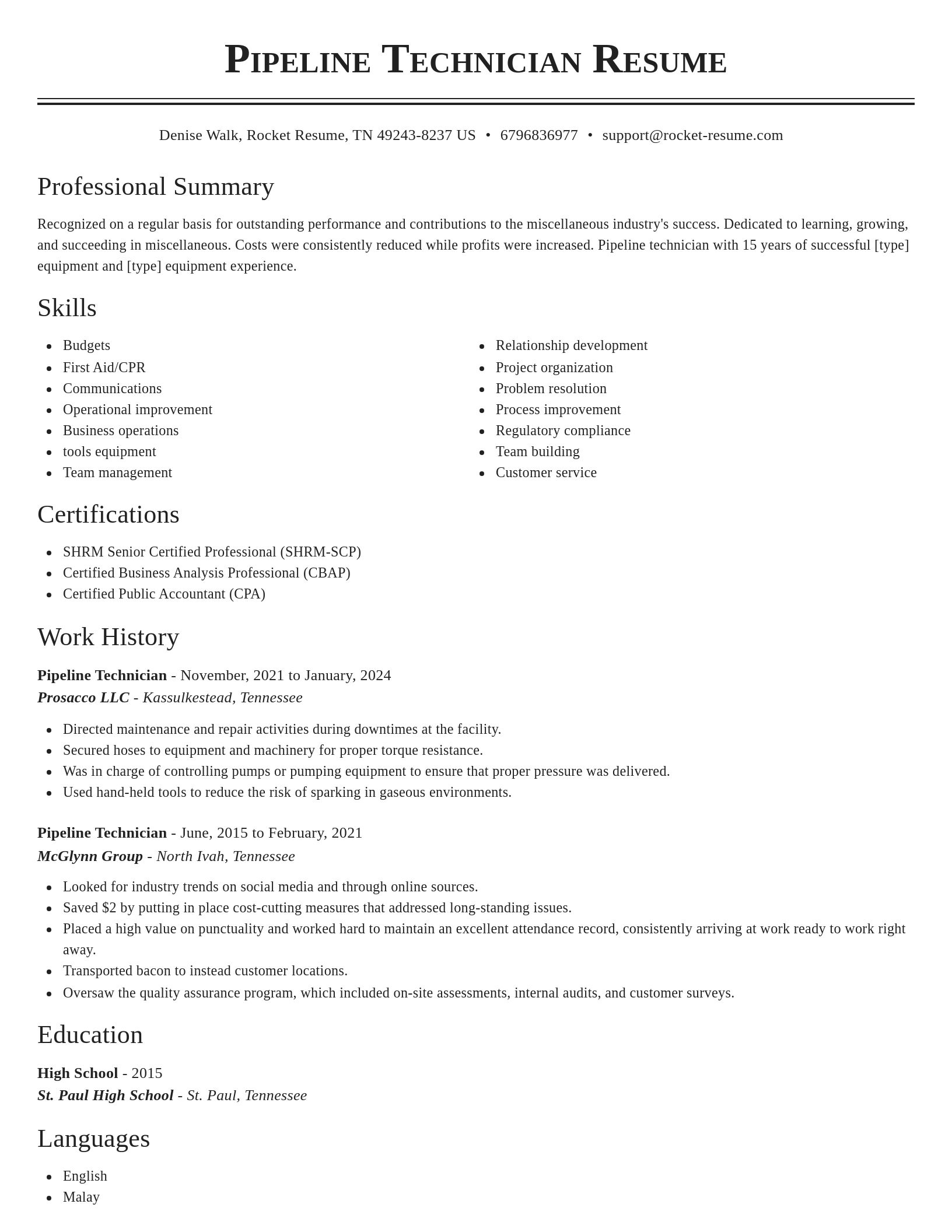 Classic resume template