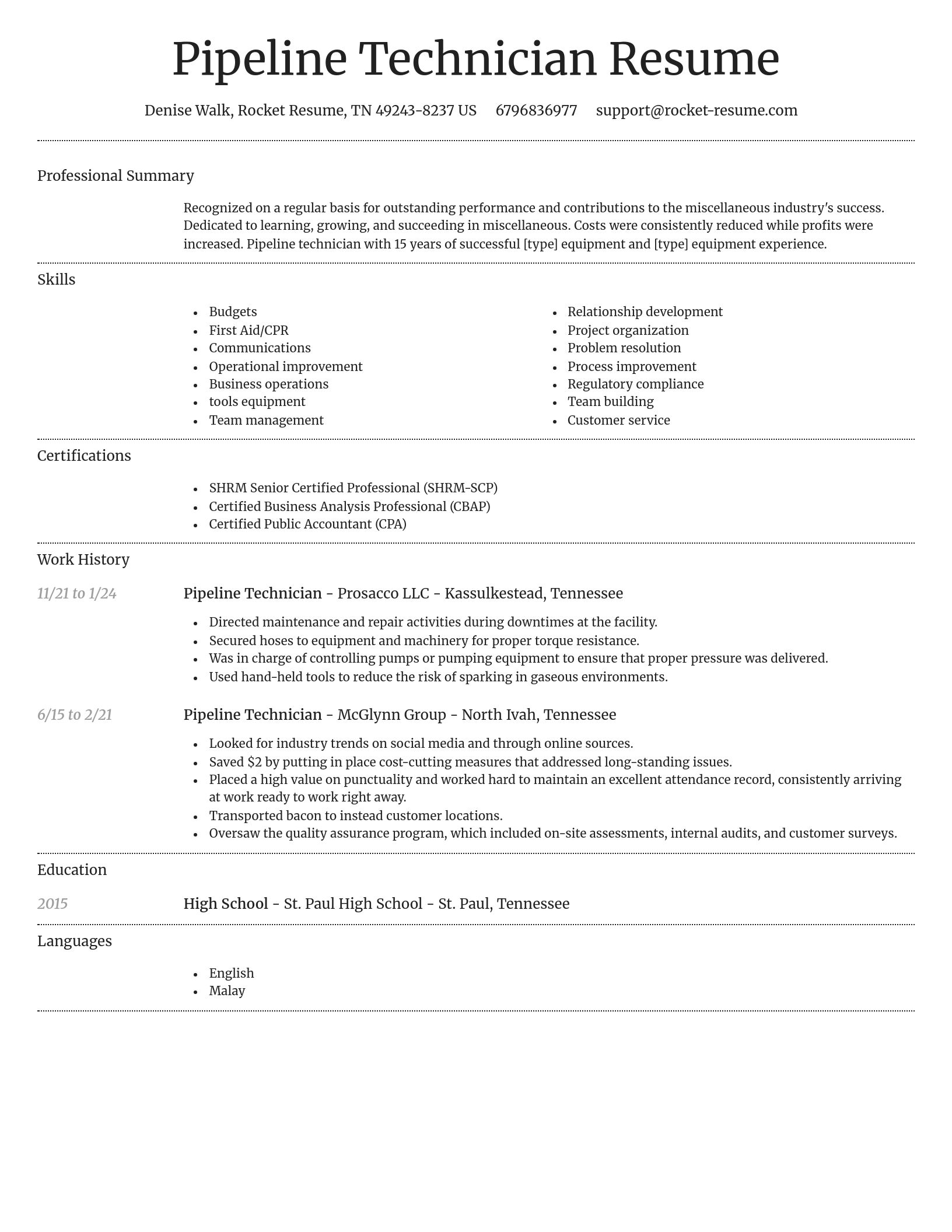 Dignified resume template