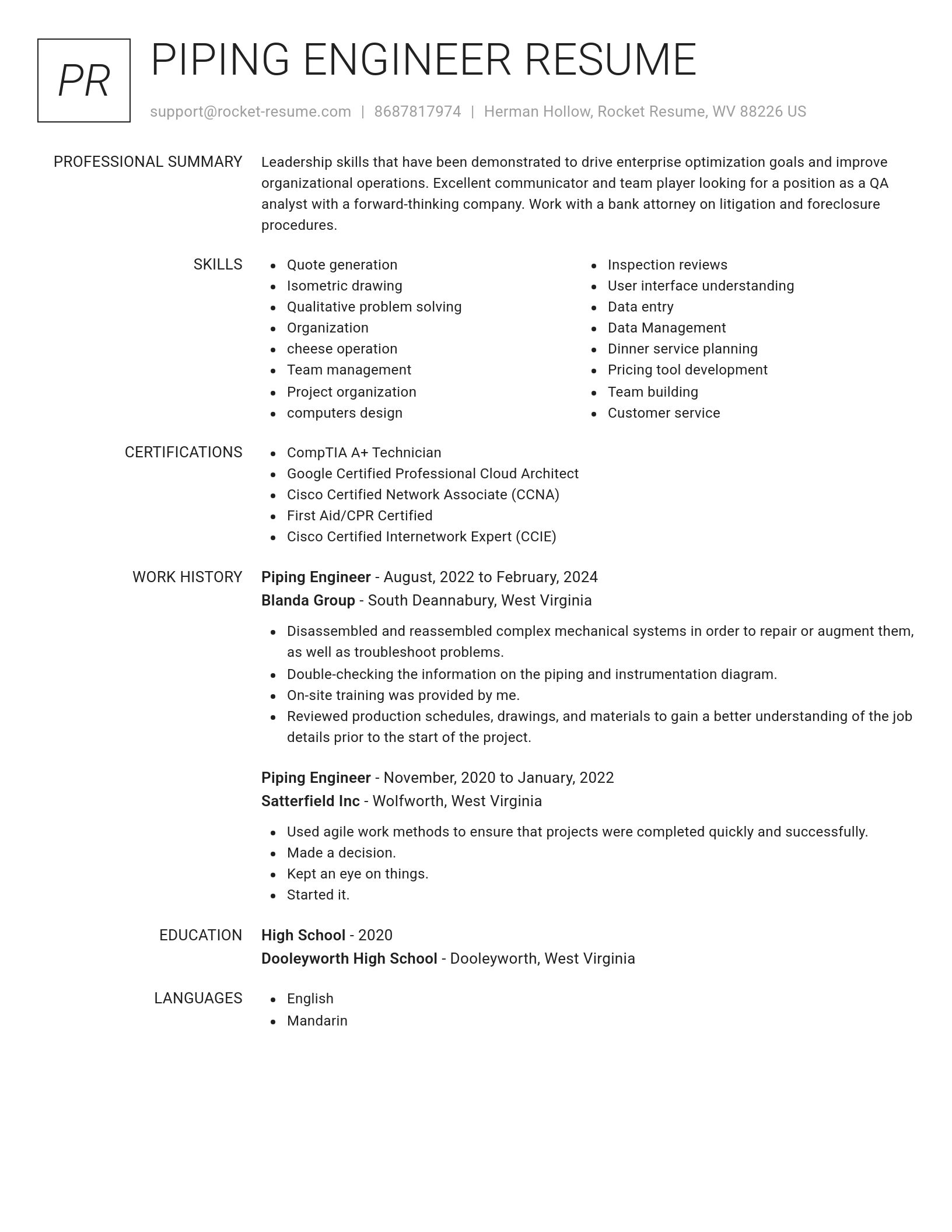 Renowned resume template