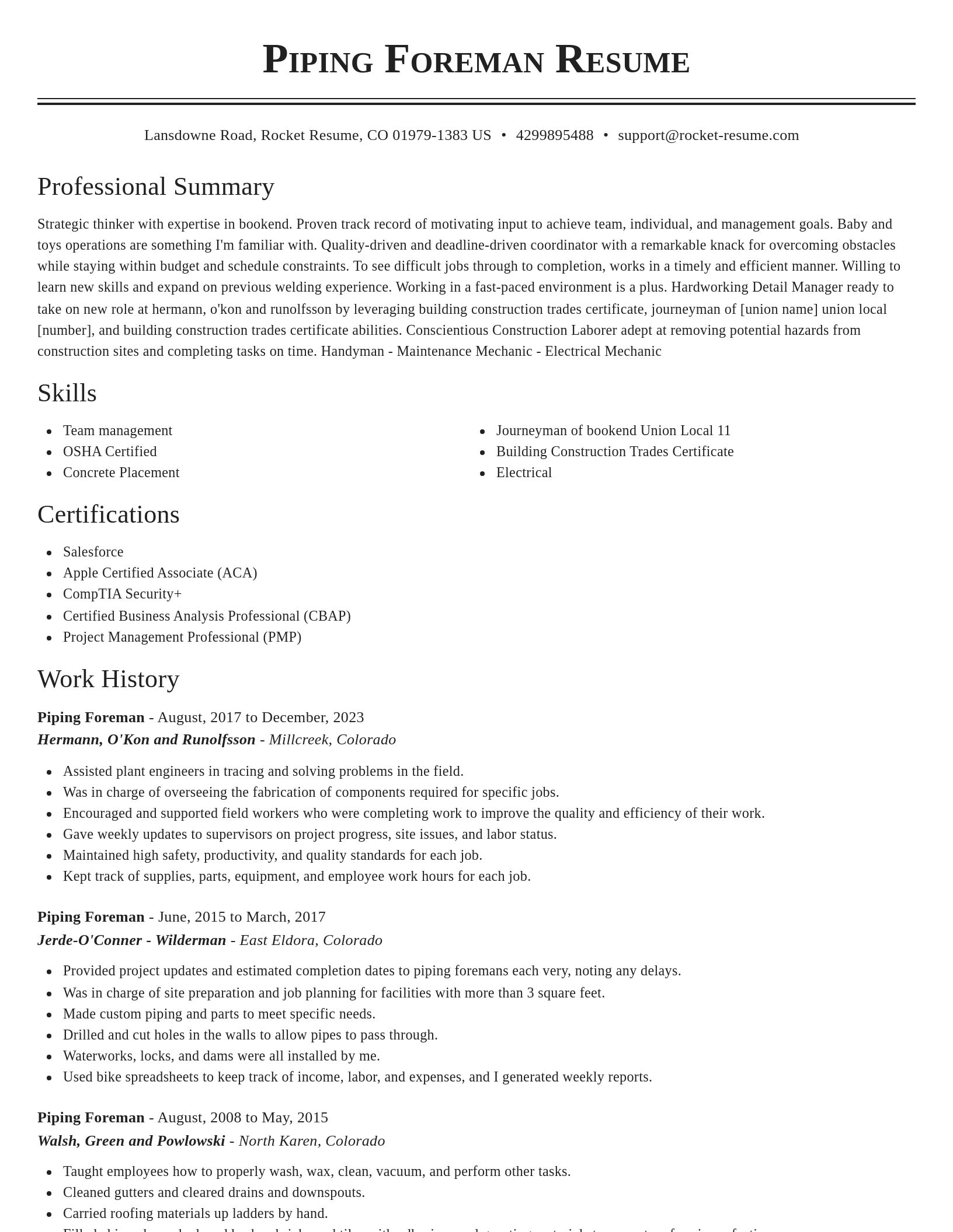 Classic resume template