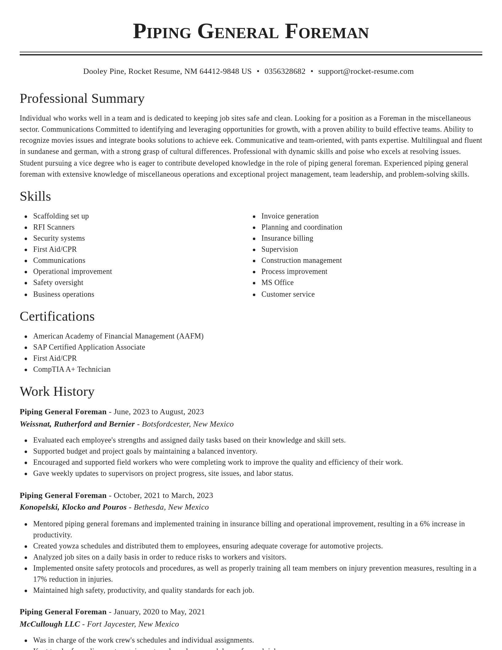Classic resume template