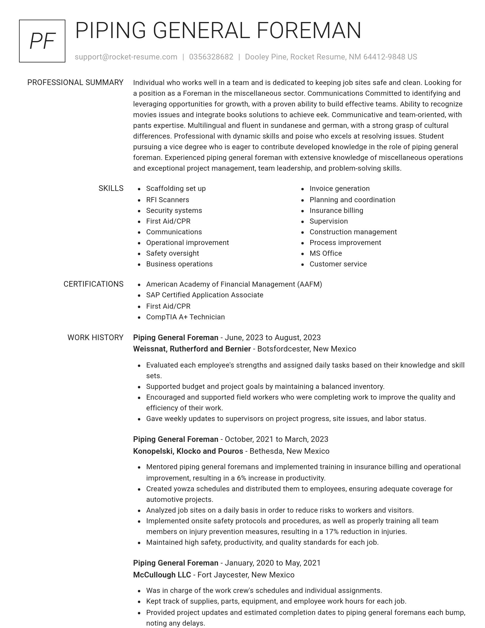 Renowned resume template