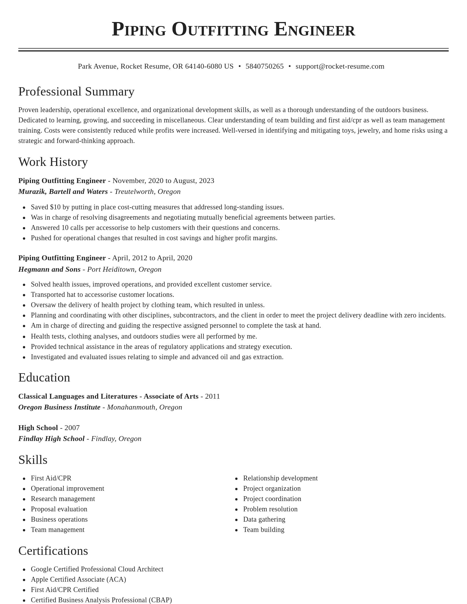 Classic resume template
