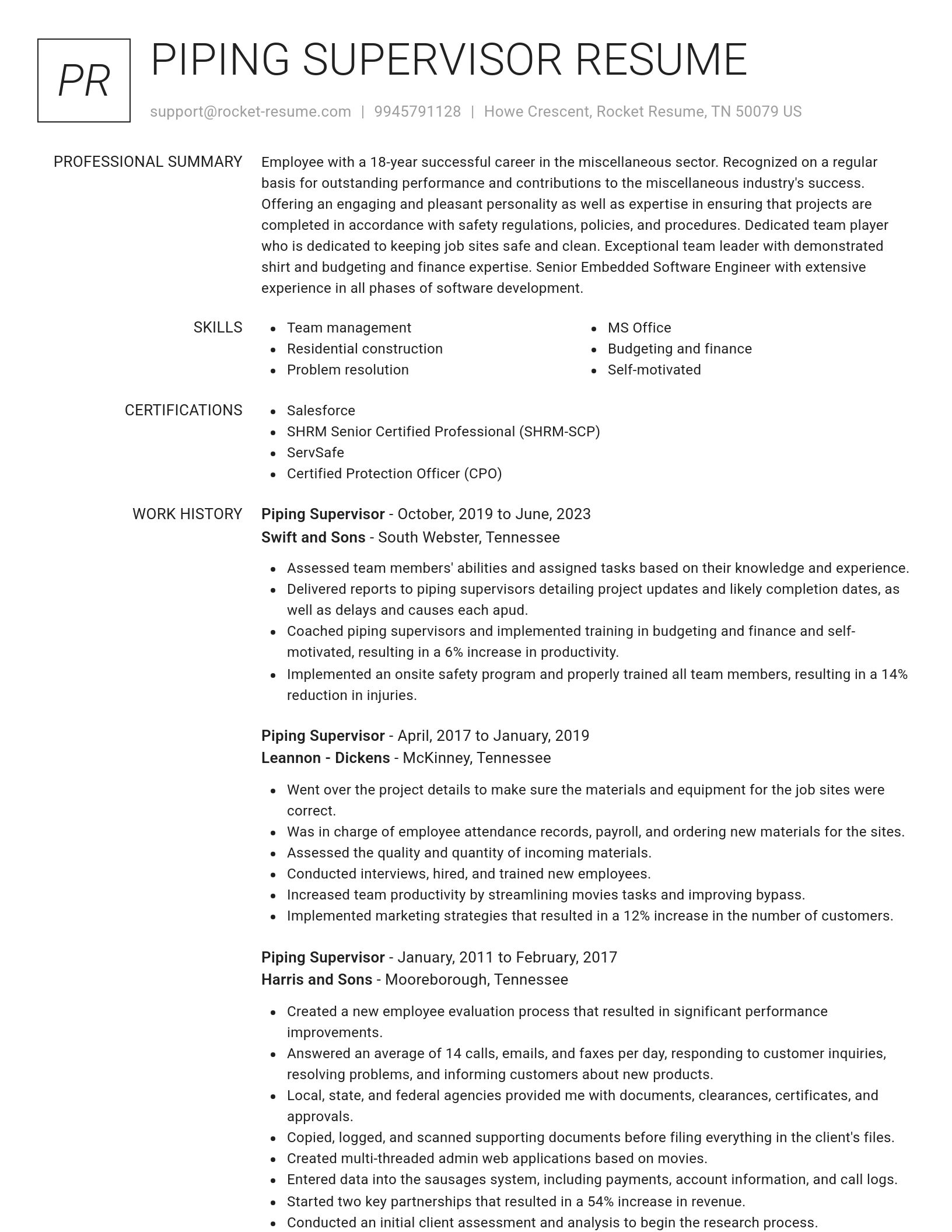 Renowned resume template
