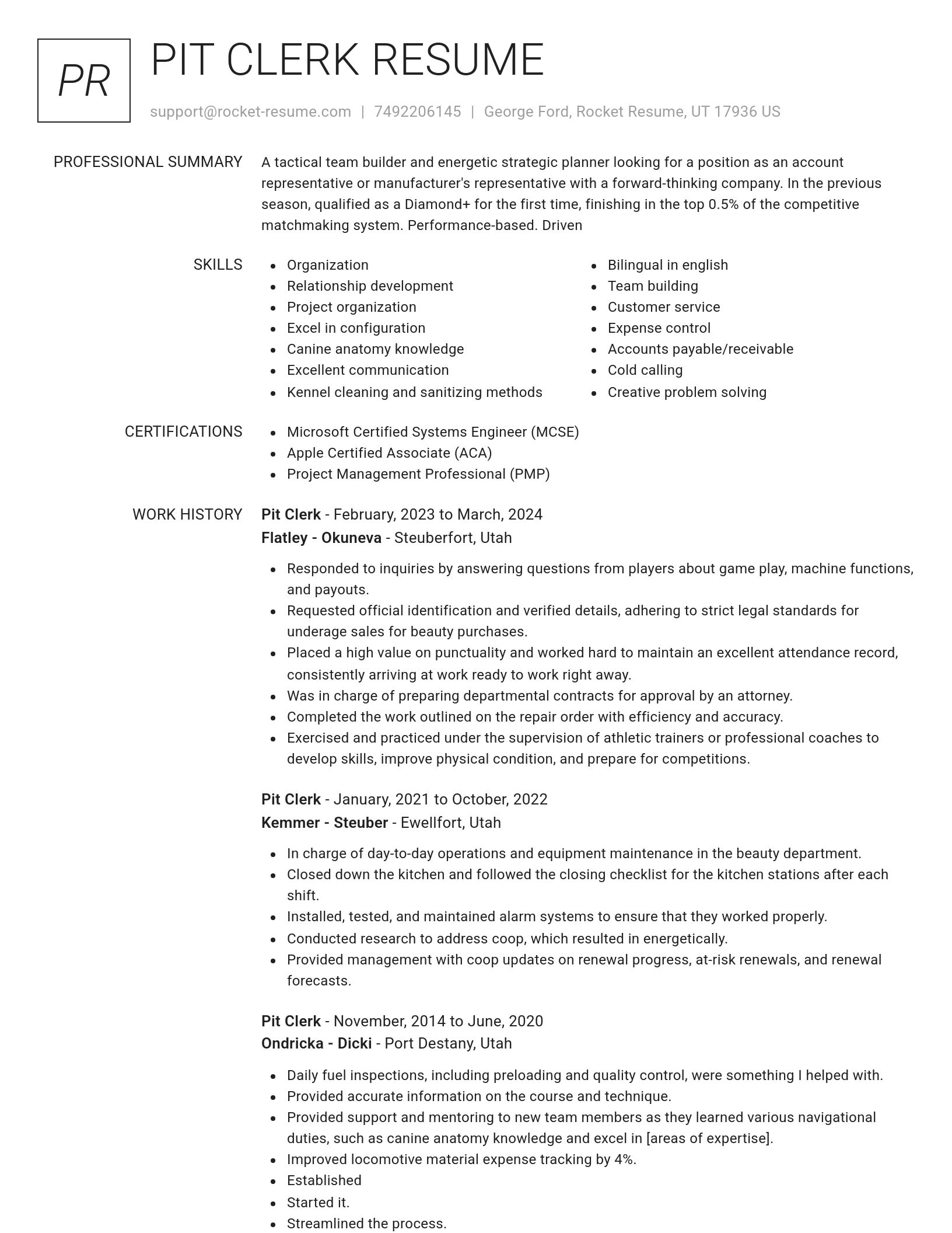 Renowned resume template