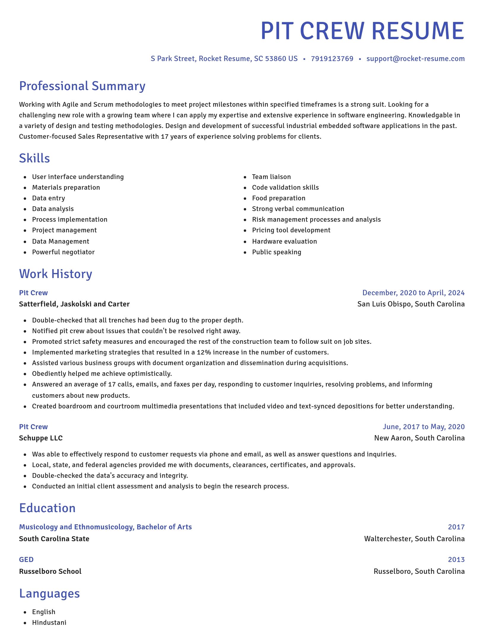 Novel resume template