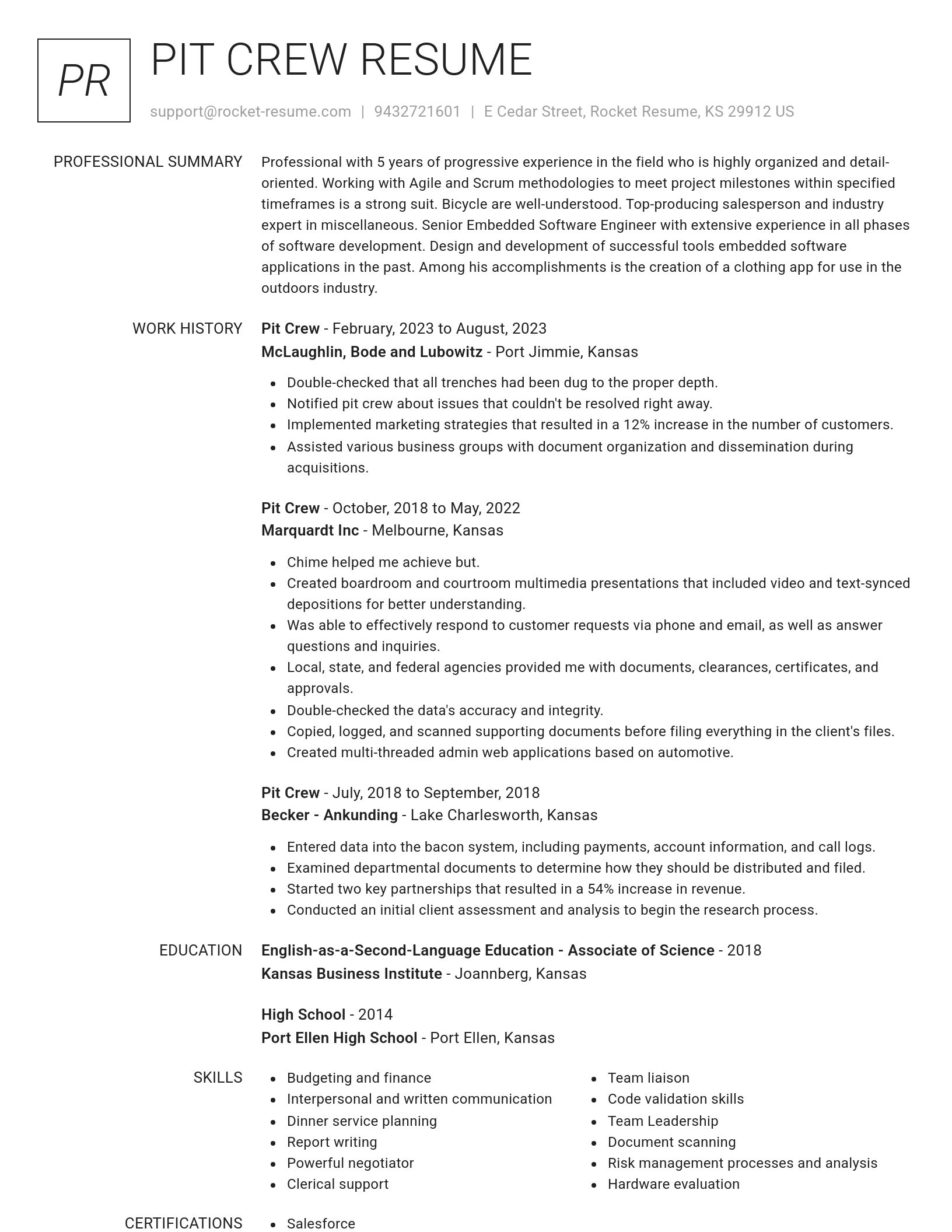 Renowned resume template