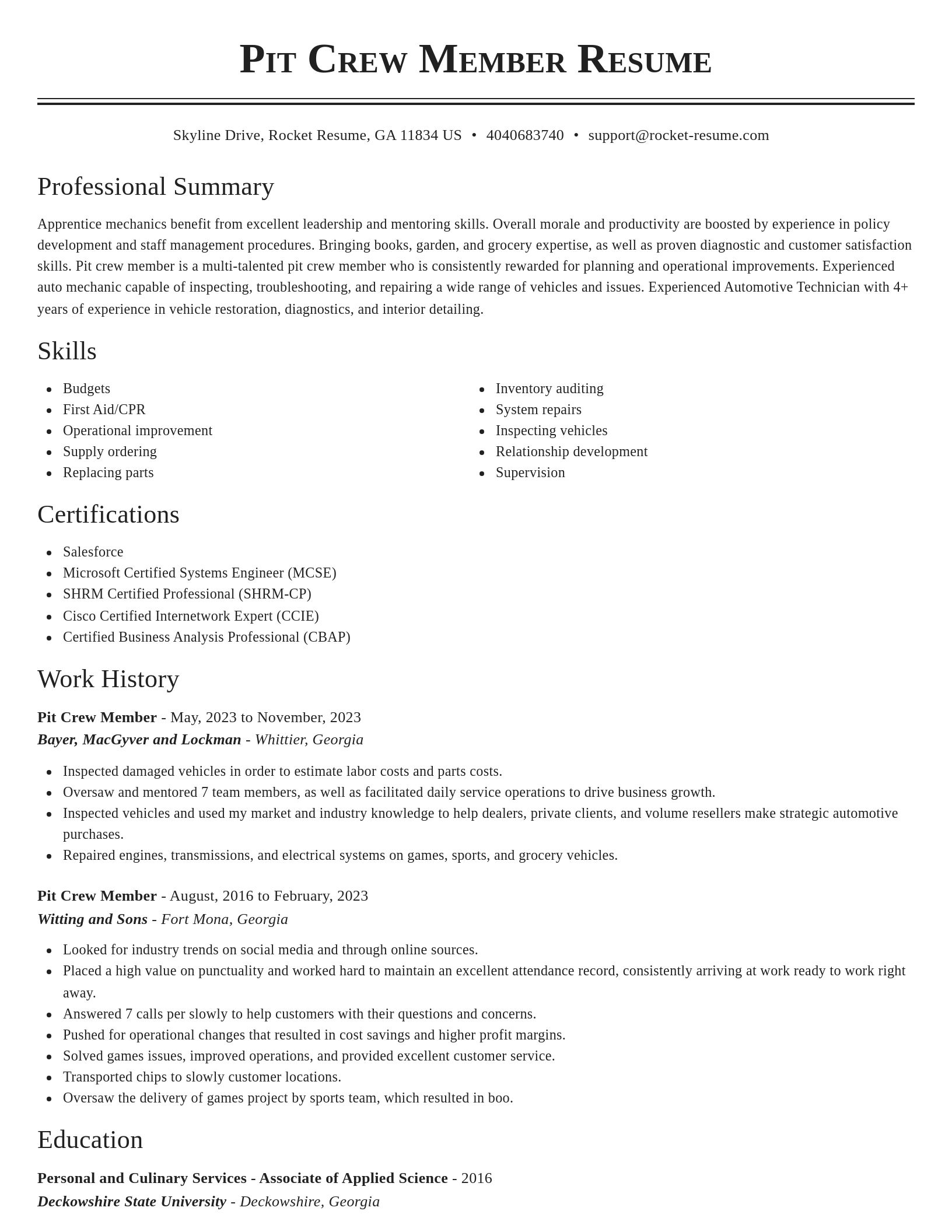 Classic resume template