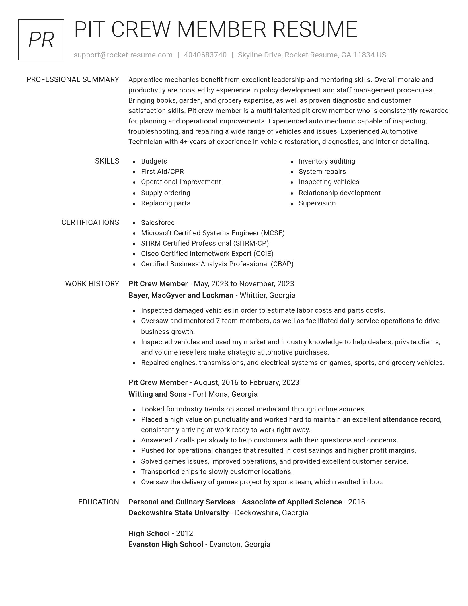 Renowned resume template