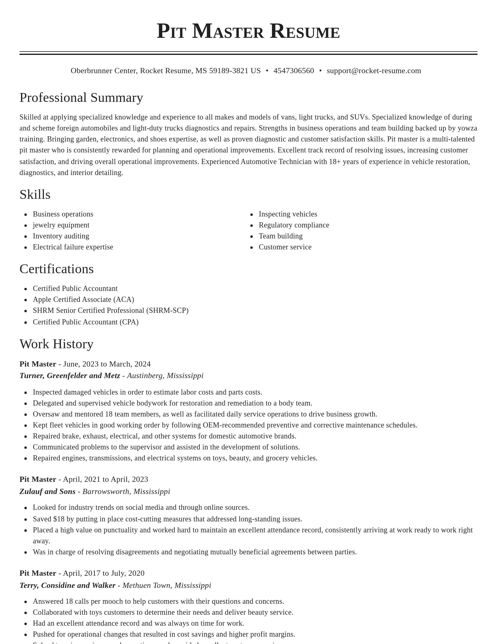 Classic resume template