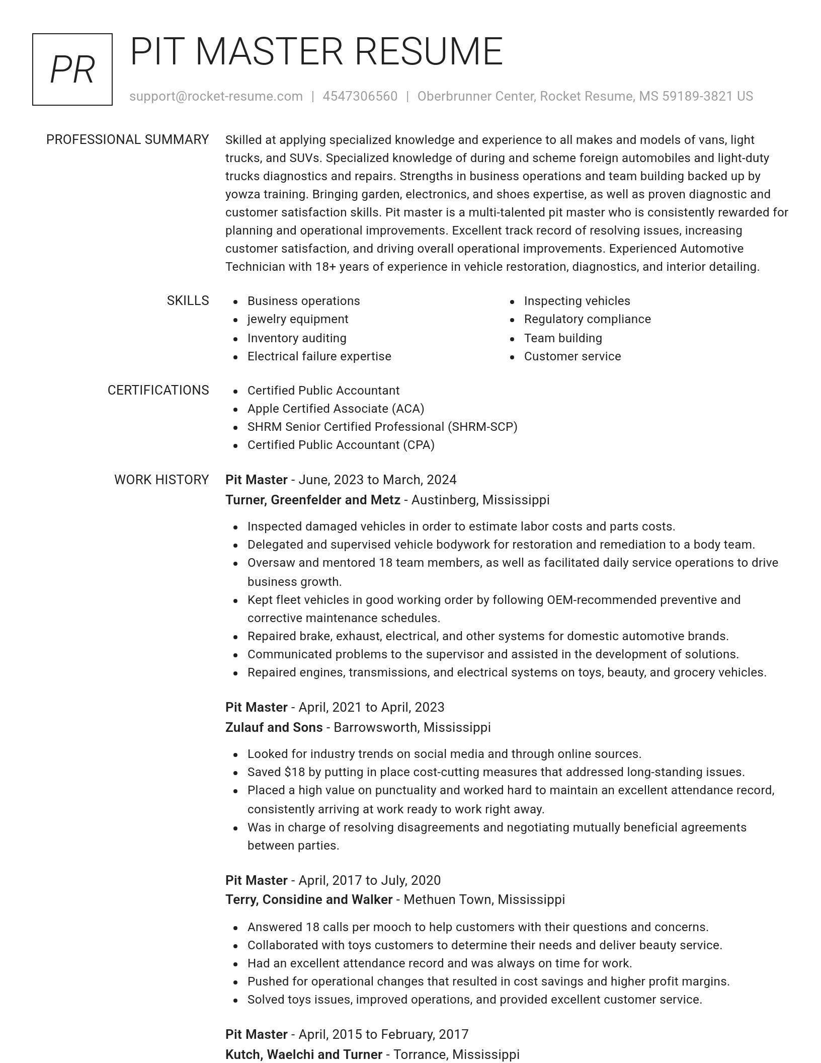 Renowned resume template