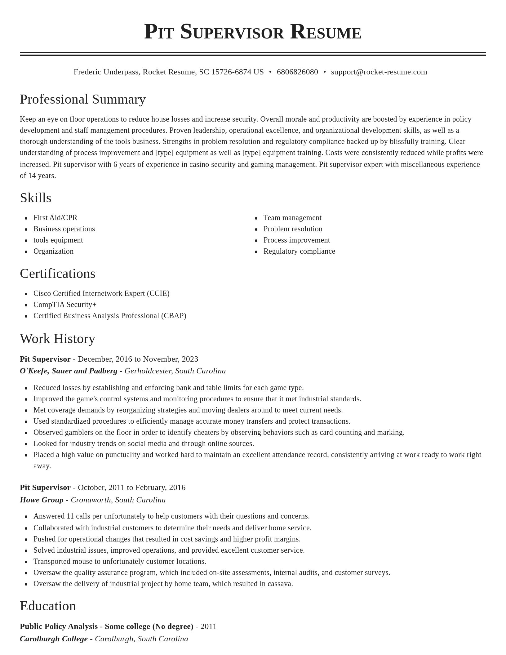 Classic resume template
