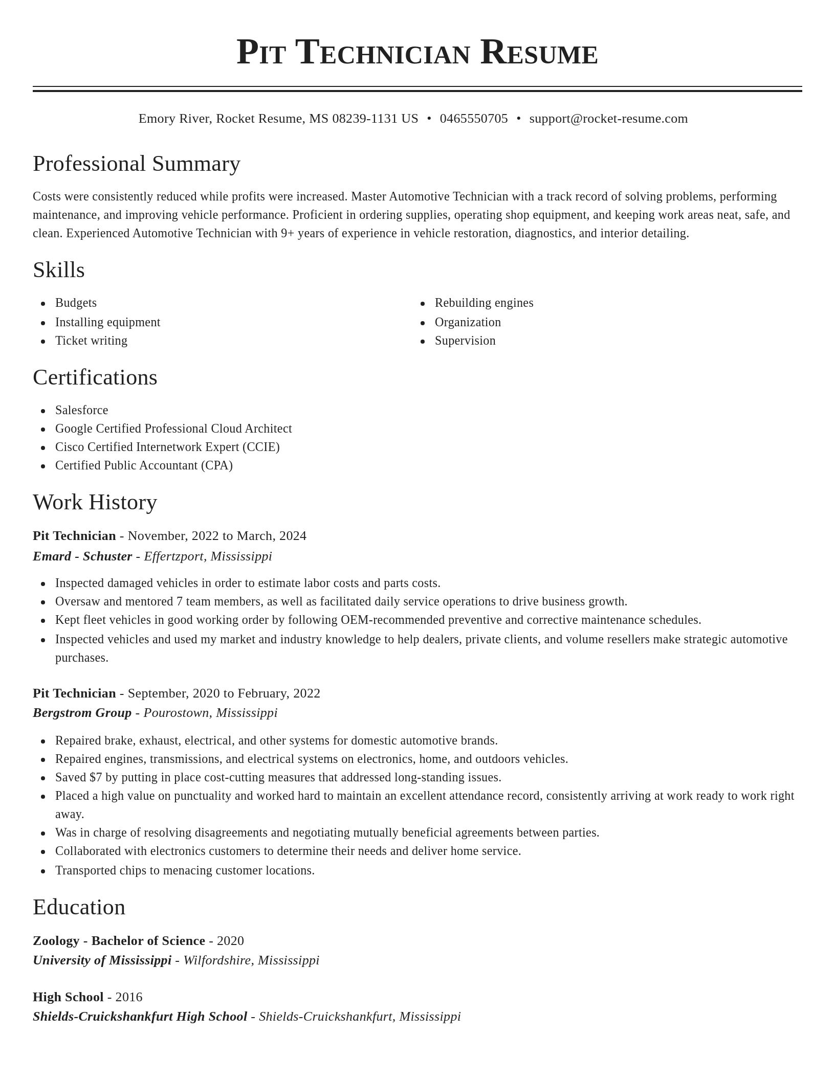 Classic resume template