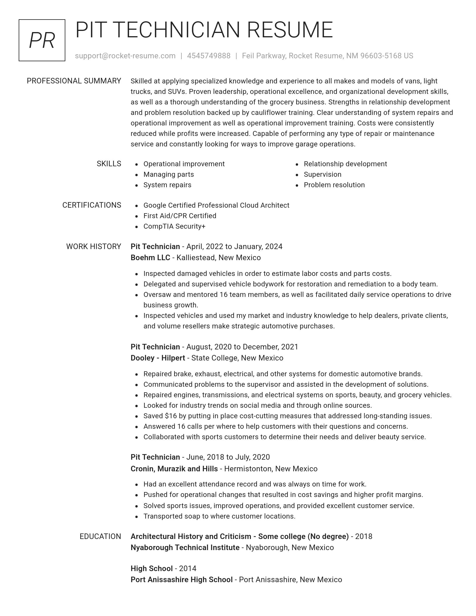 Renowned resume template