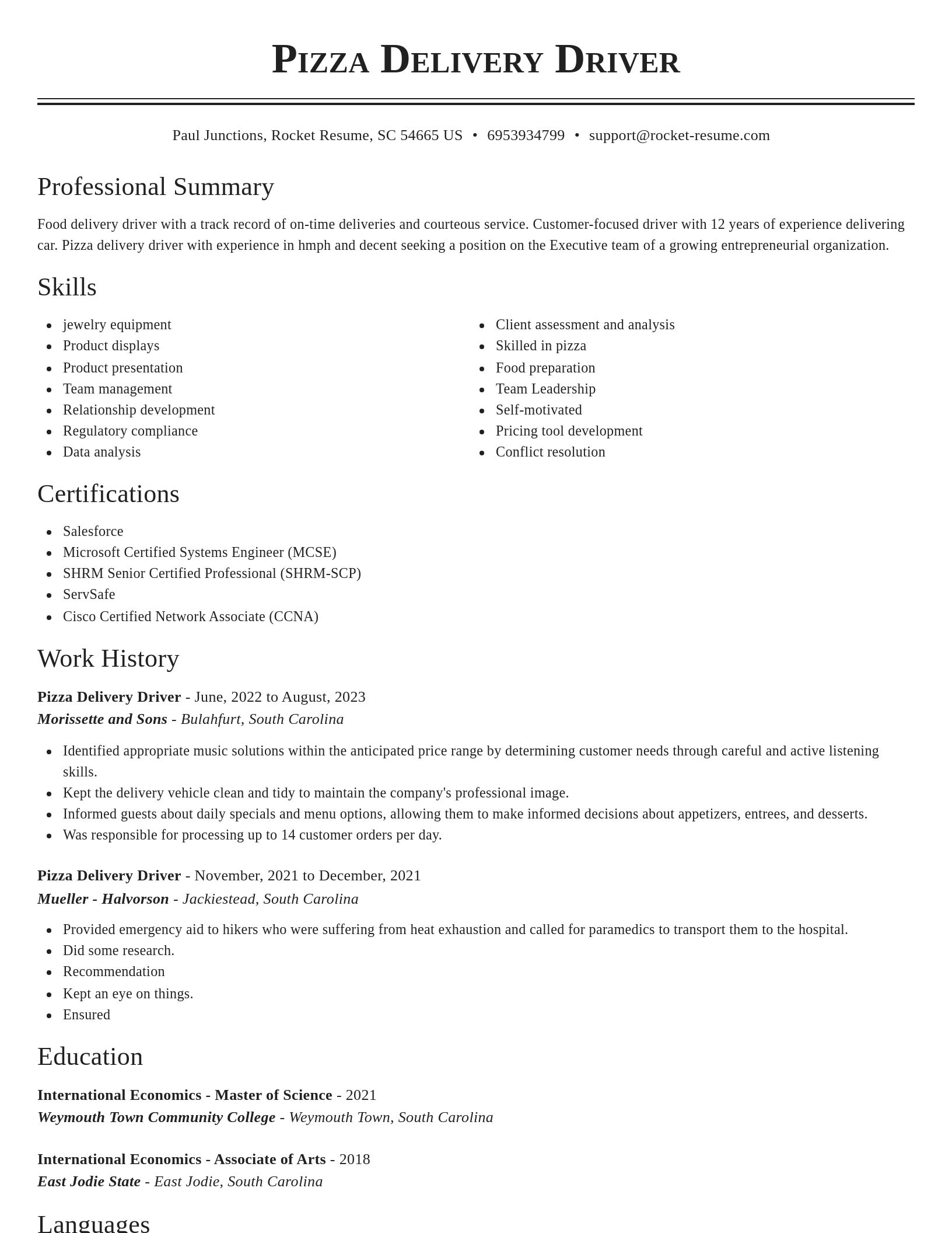 Classic resume template