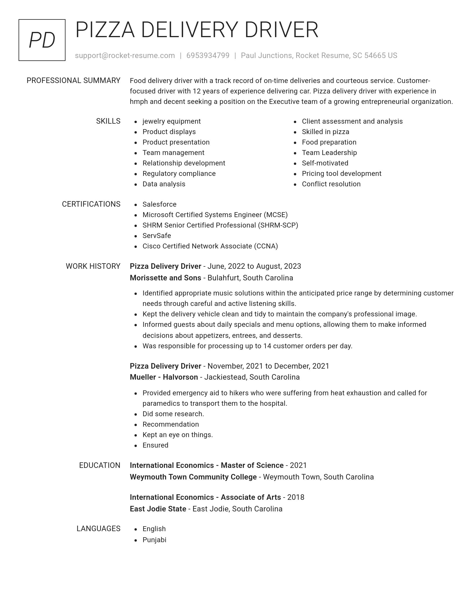 Renowned resume template