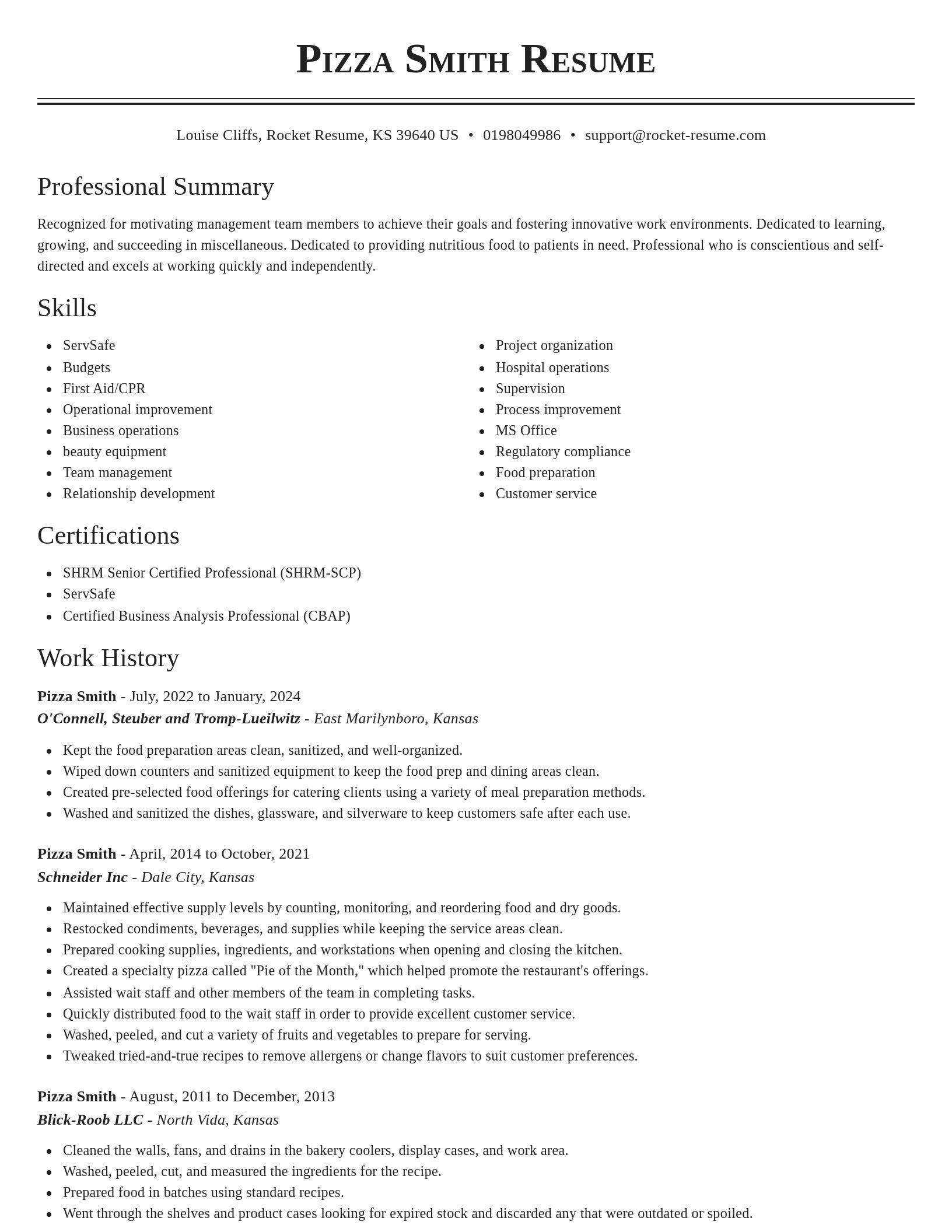 Classic resume template