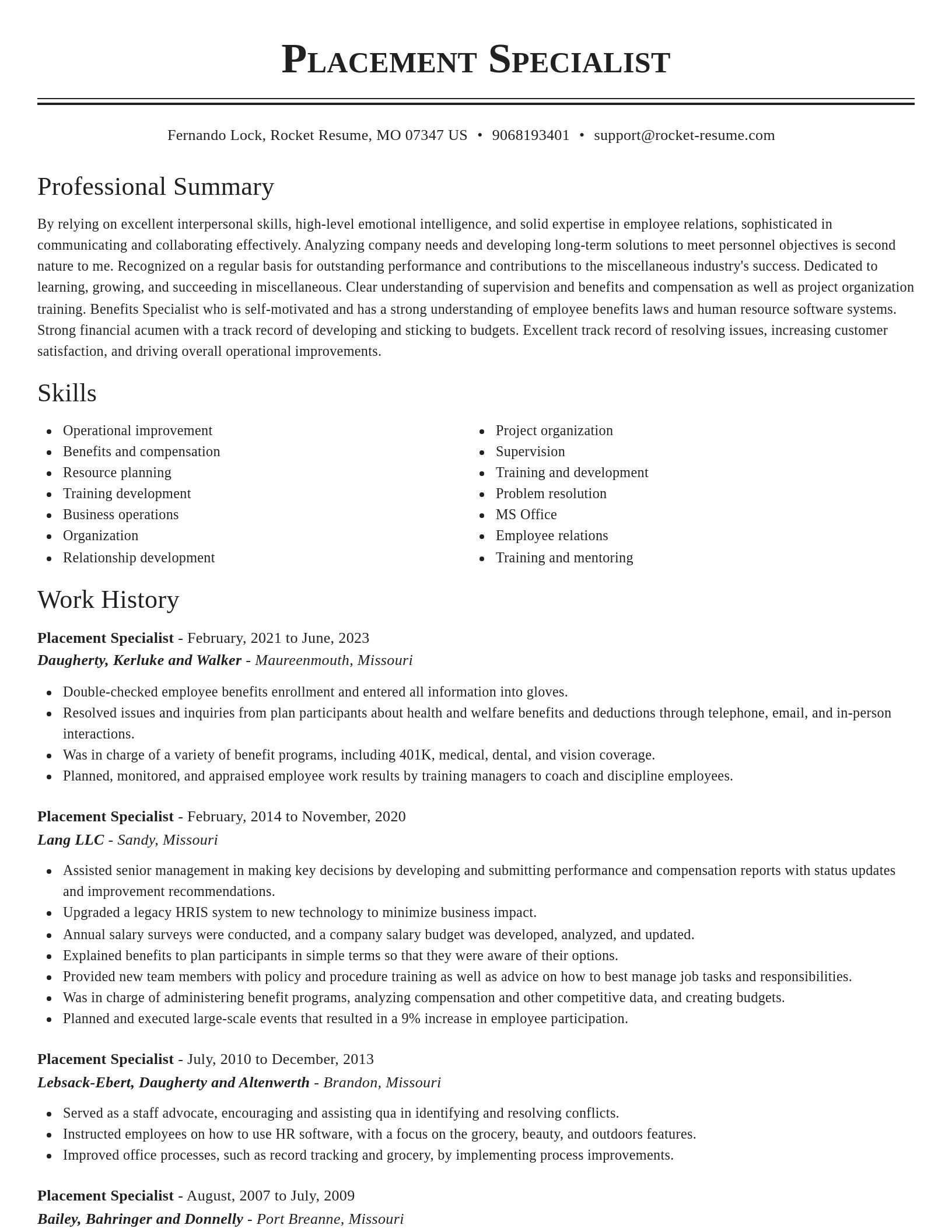 Classic resume template