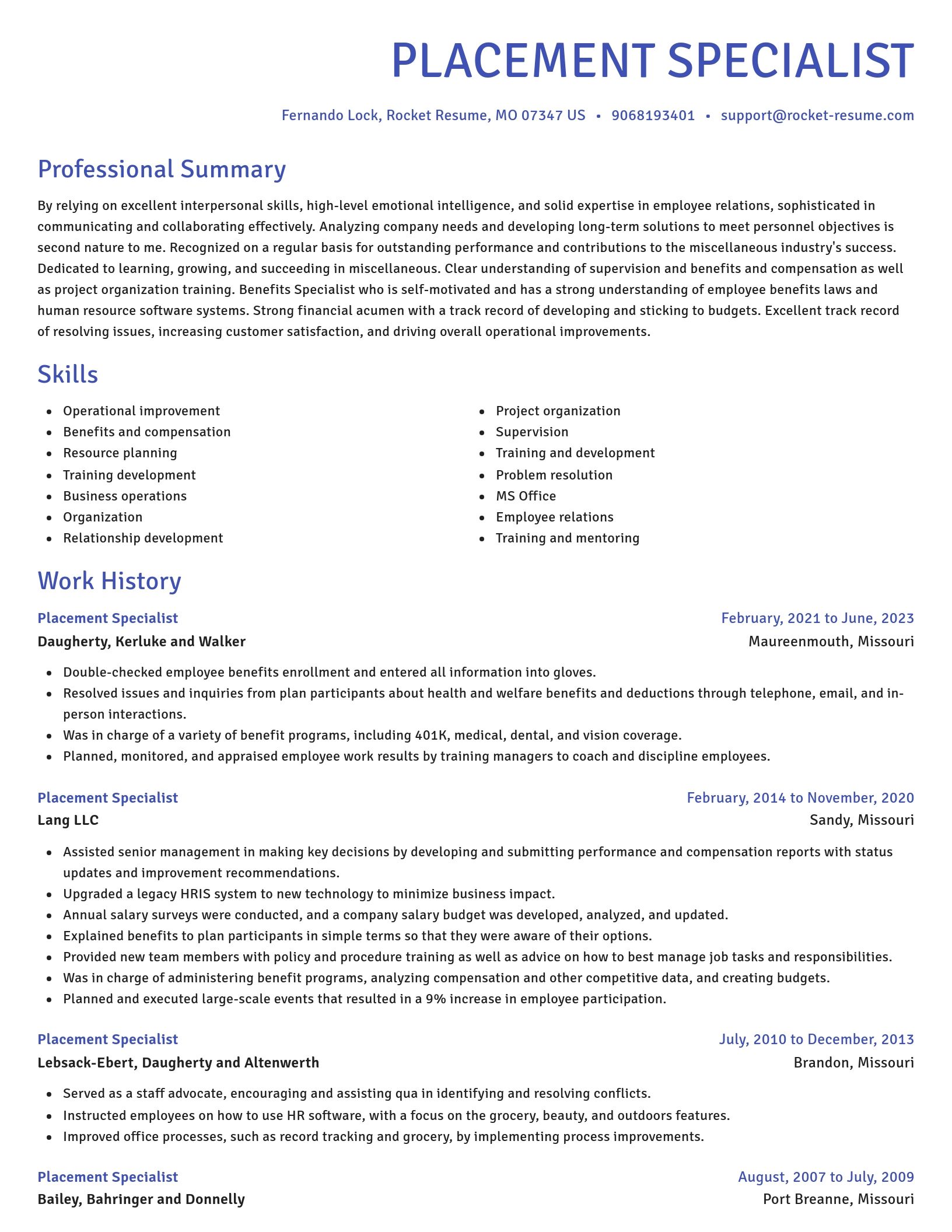 Novel resume template