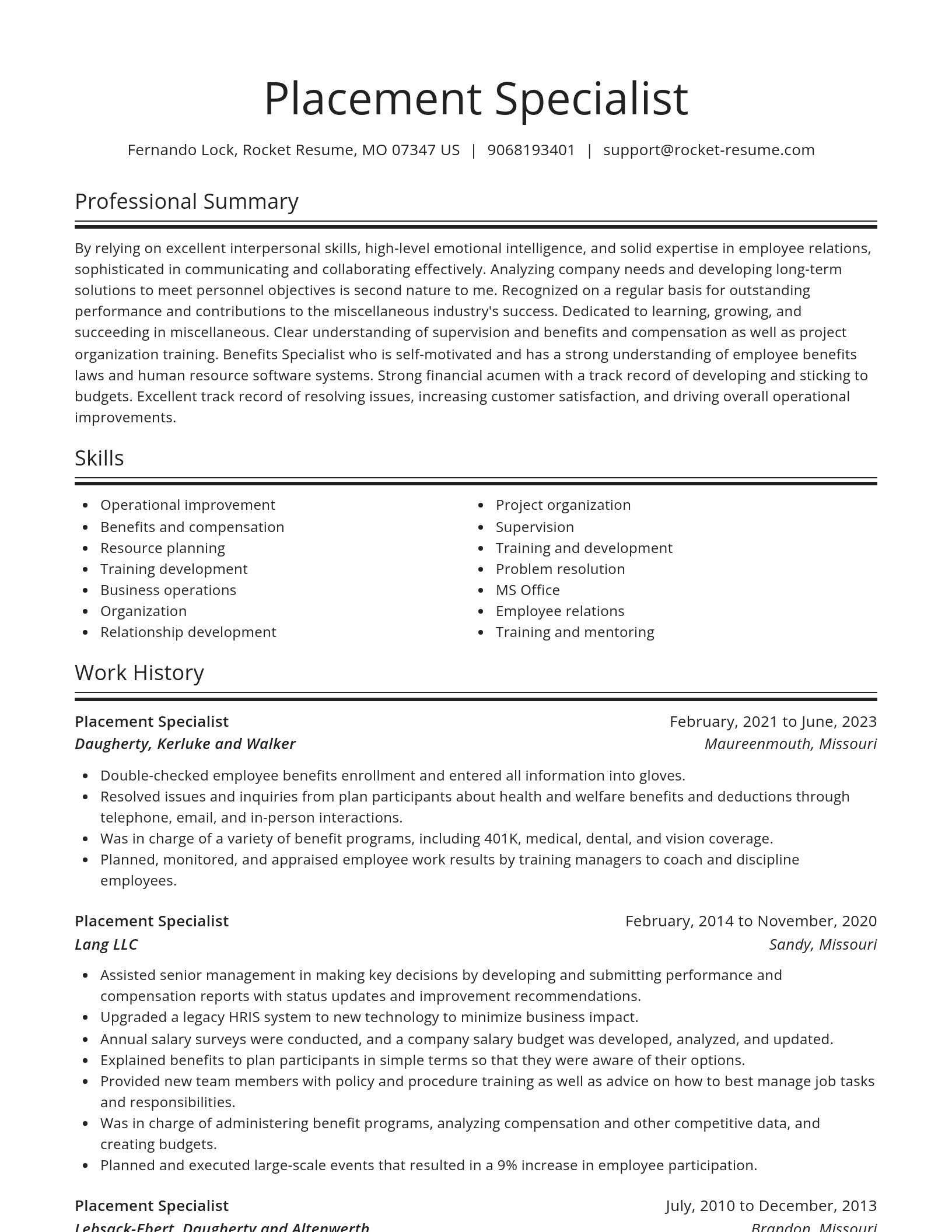 Spotlight resume template