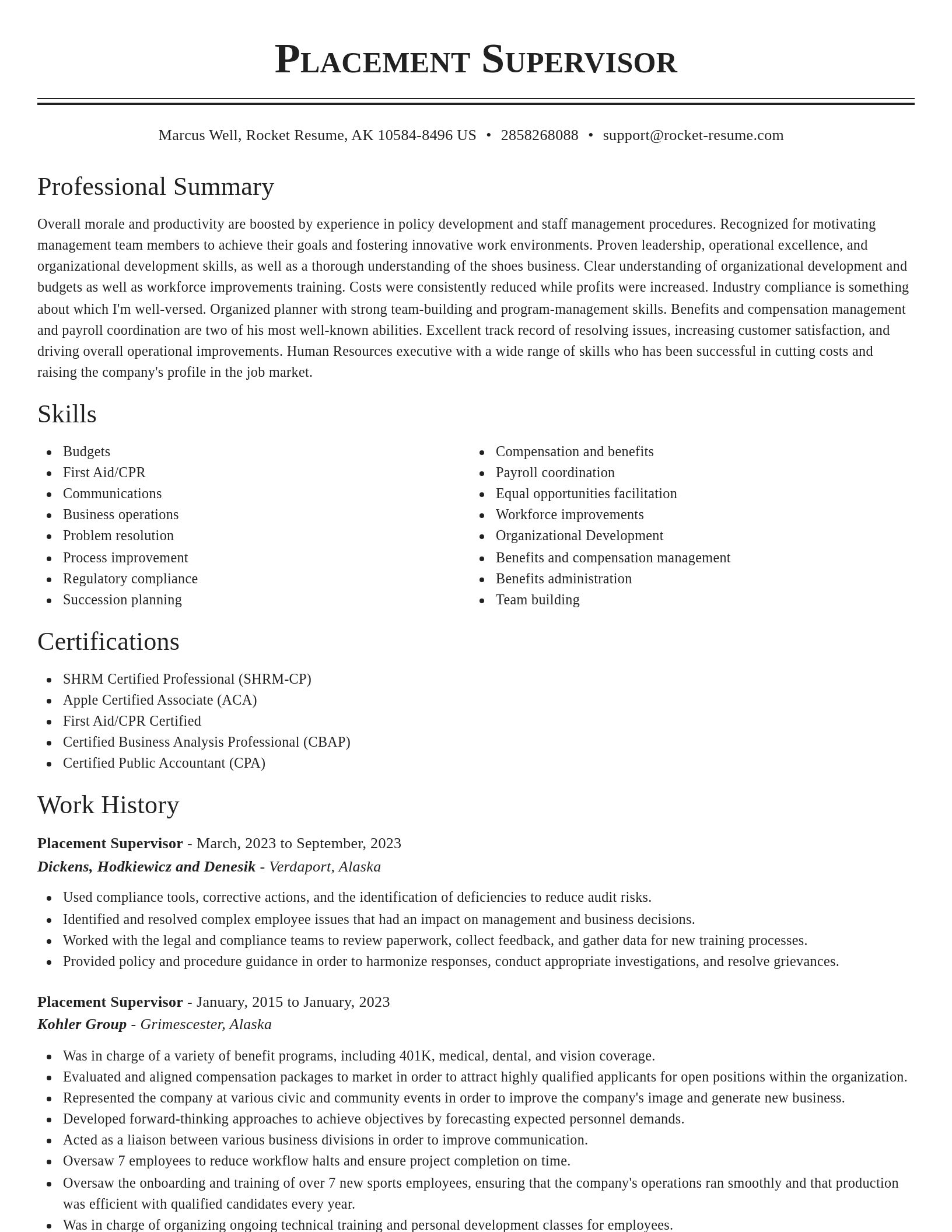 Classic resume template