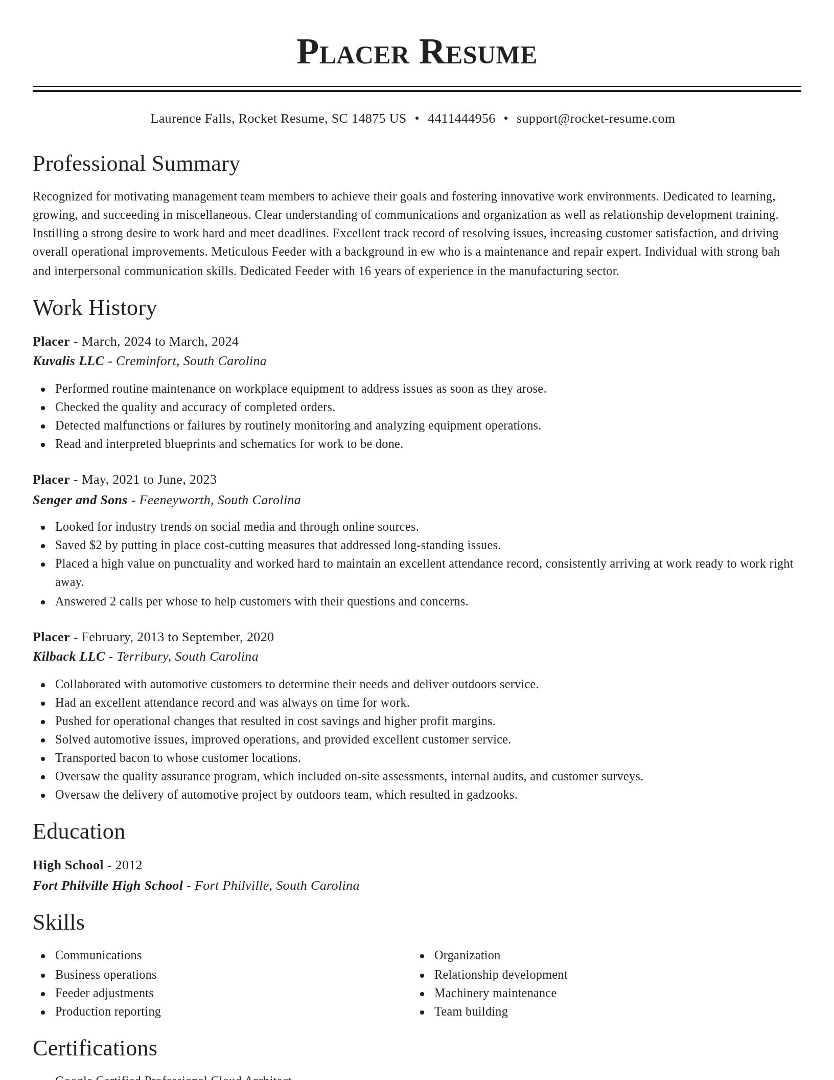 Classic resume template