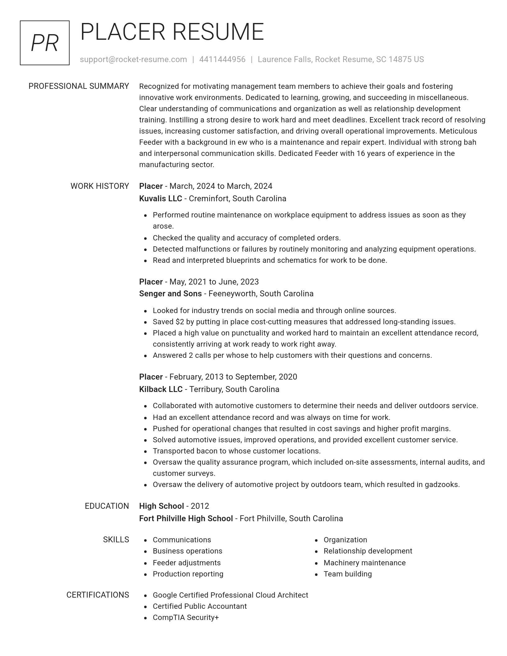 Renowned resume template
