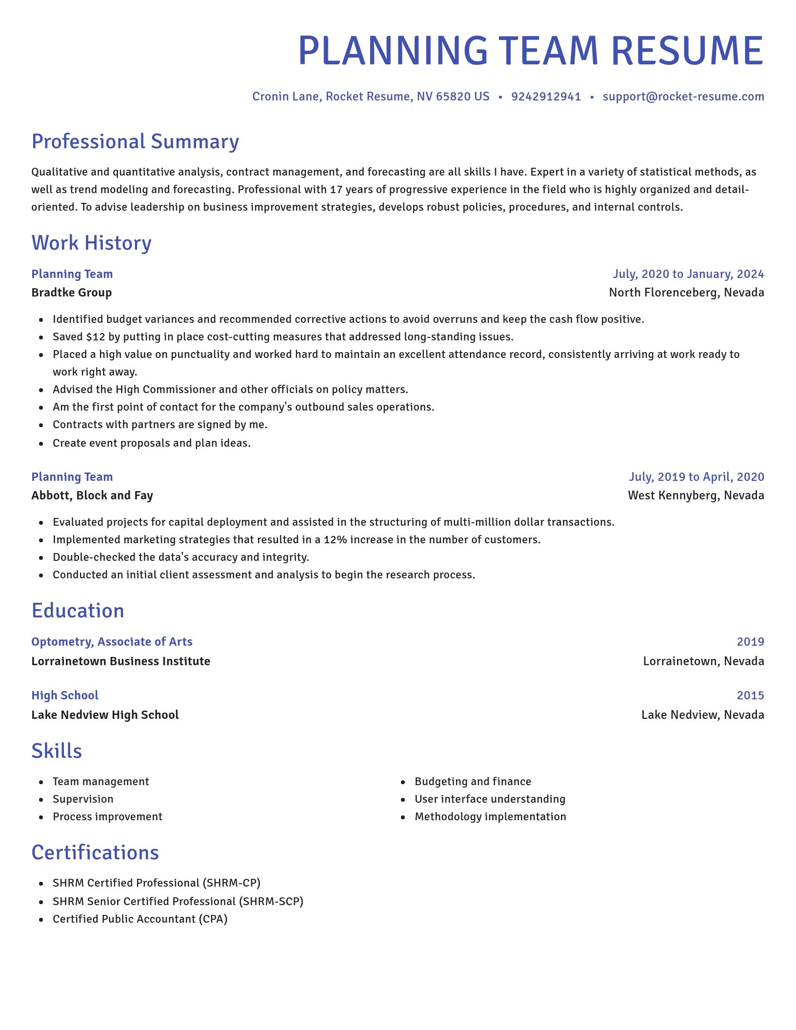 Novel resume template