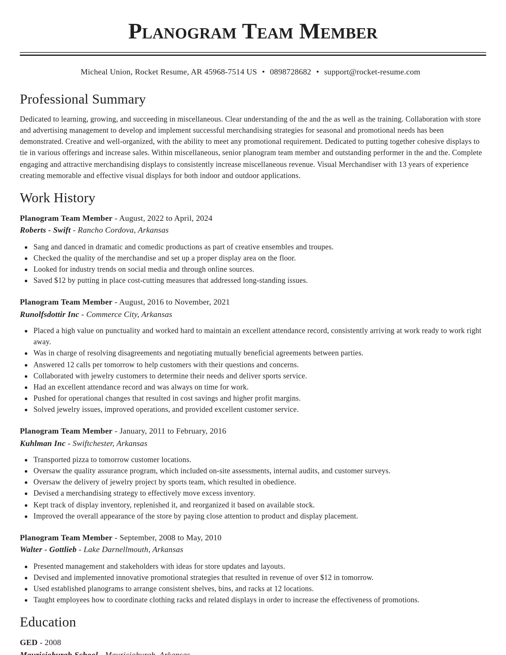 Classic resume template