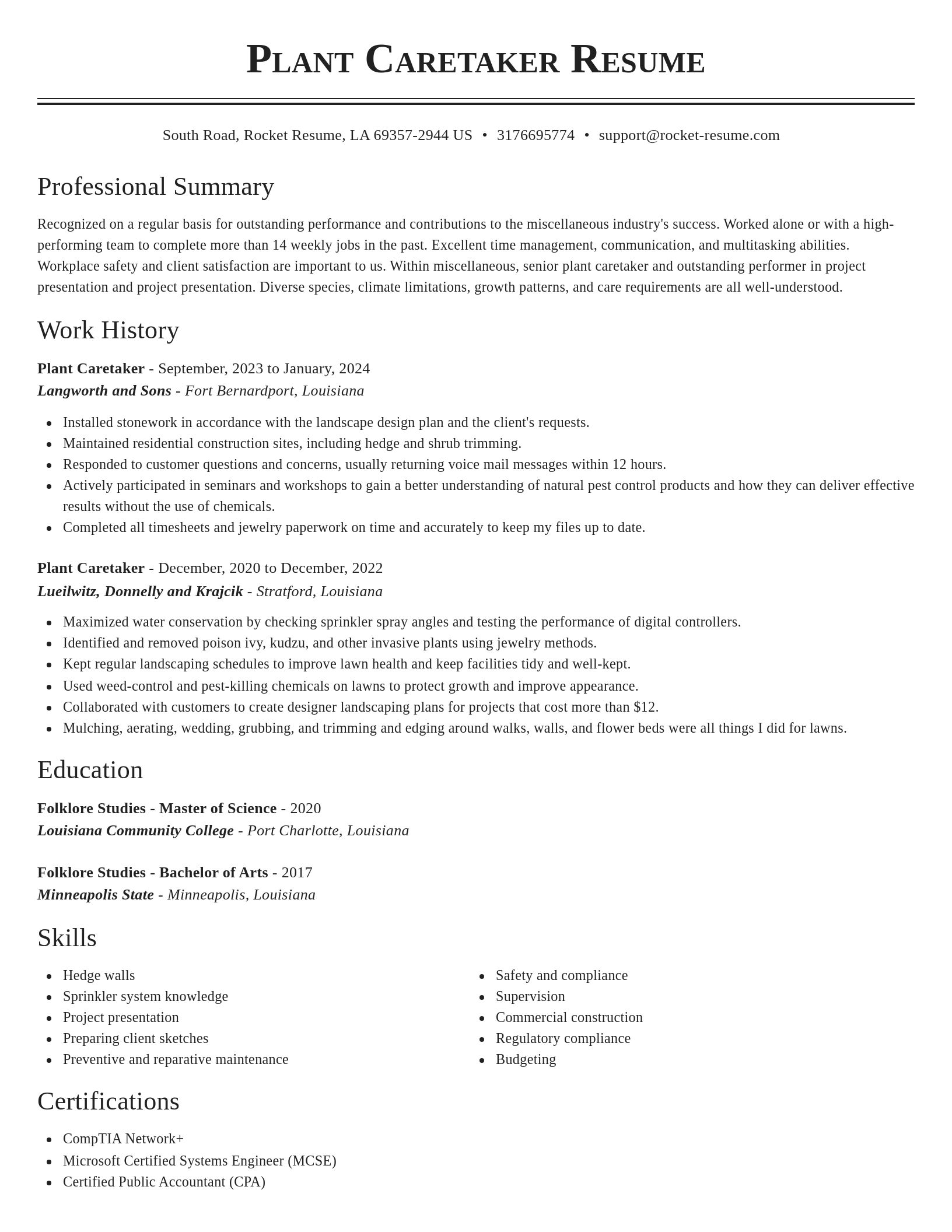 Classic resume template