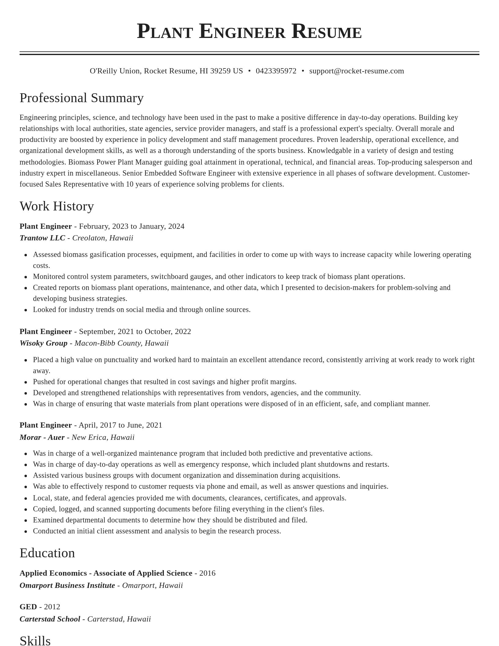 Classic resume template