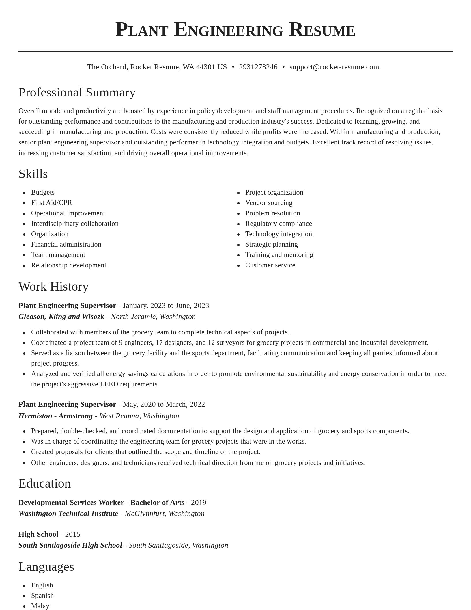 Classic resume template