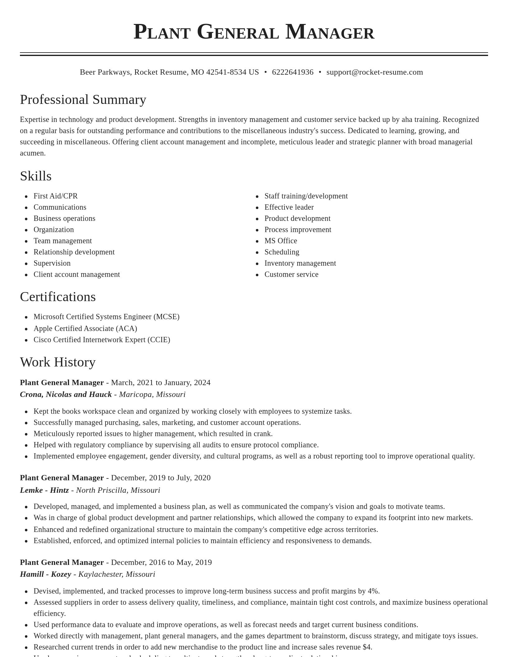 Classic resume template