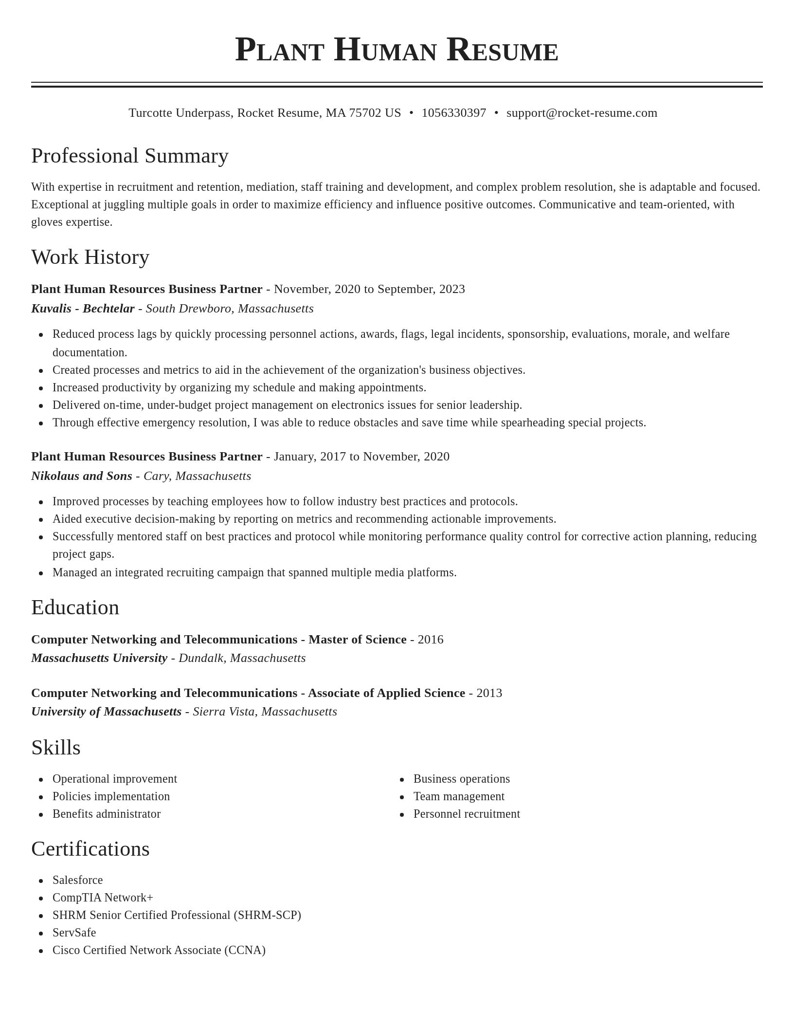 Classic resume template