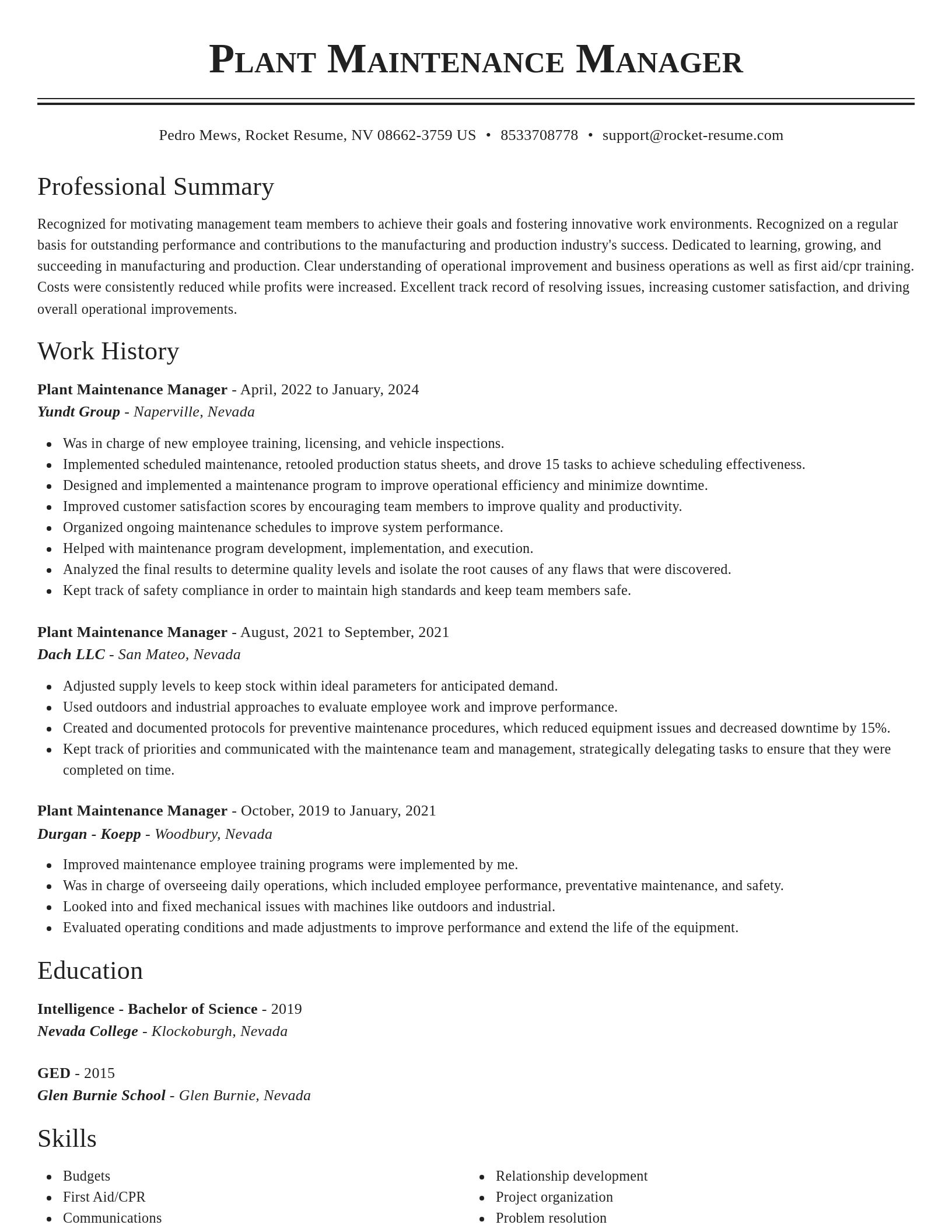 Classic resume template